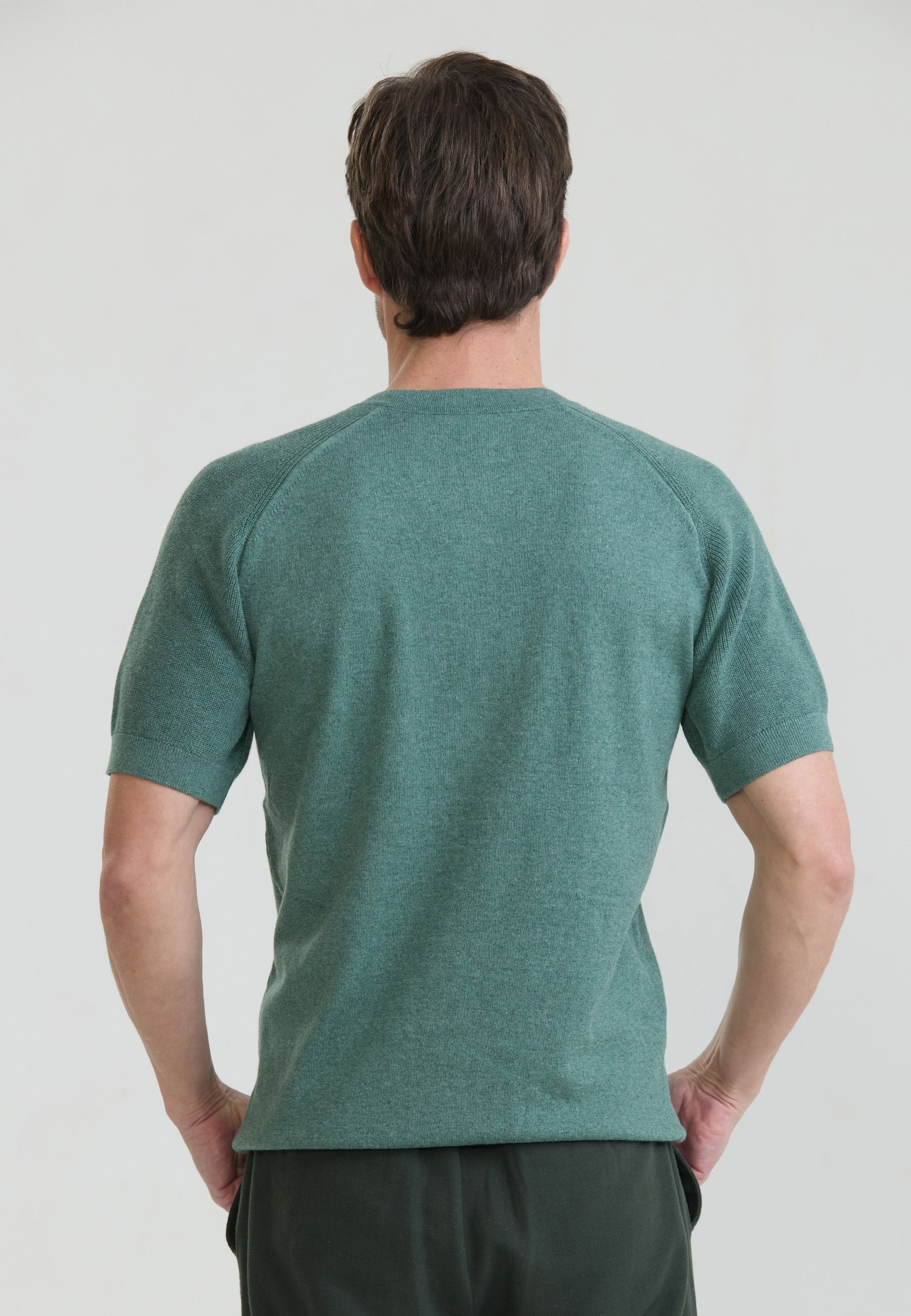 Erkek Basic Bisiklet Yaka Düğme Kapama Detaylı Triko T-ShirtFelix HardyFHMPLO904-2
