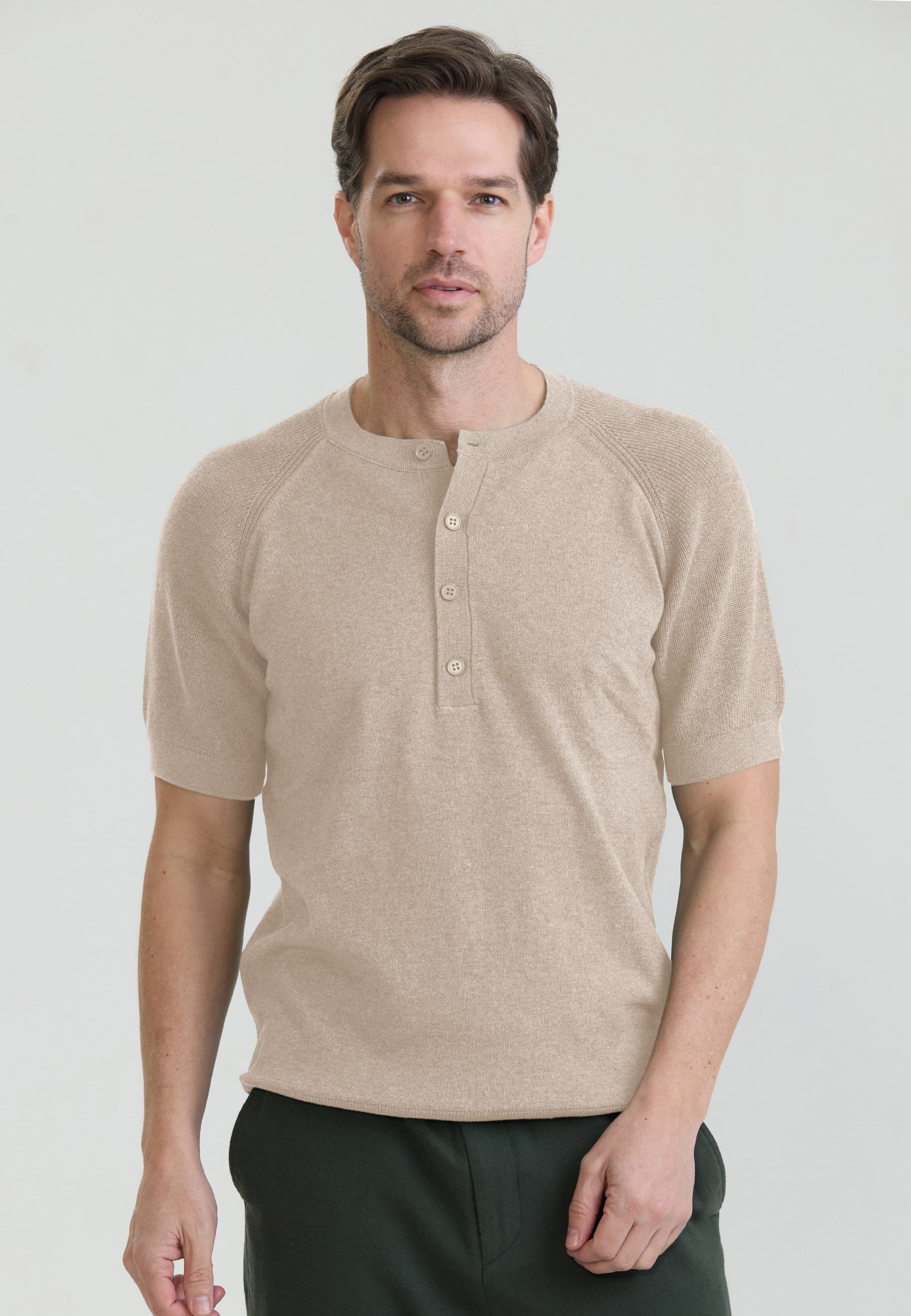 Erkek Basic Bisiklet Yaka Düğme Kapama Detaylı Triko T-ShirtFelix HardyFHMPLO904-6