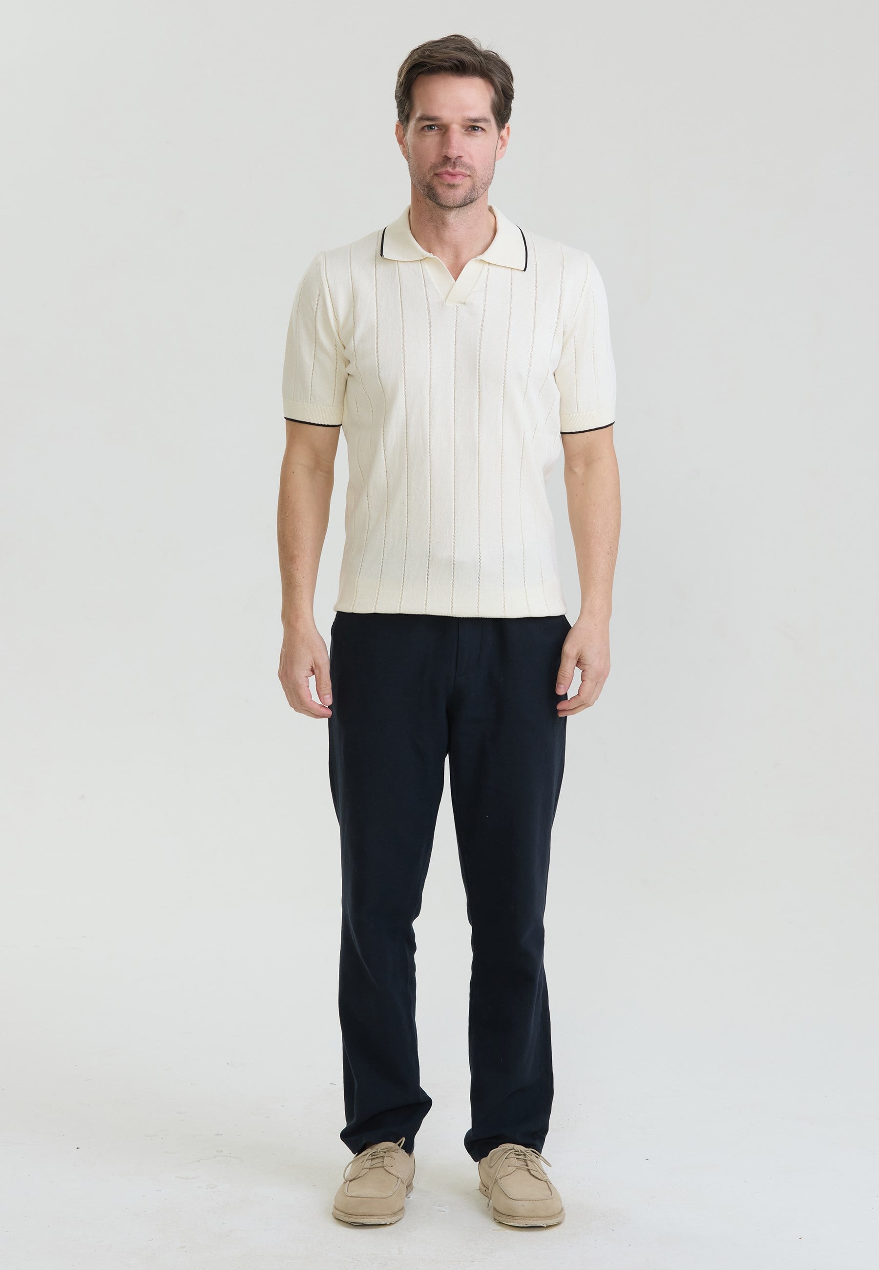 Erkek Basic Düğmesiz Triko Polo T-ShirtFelix HardyFHMPLO919-1