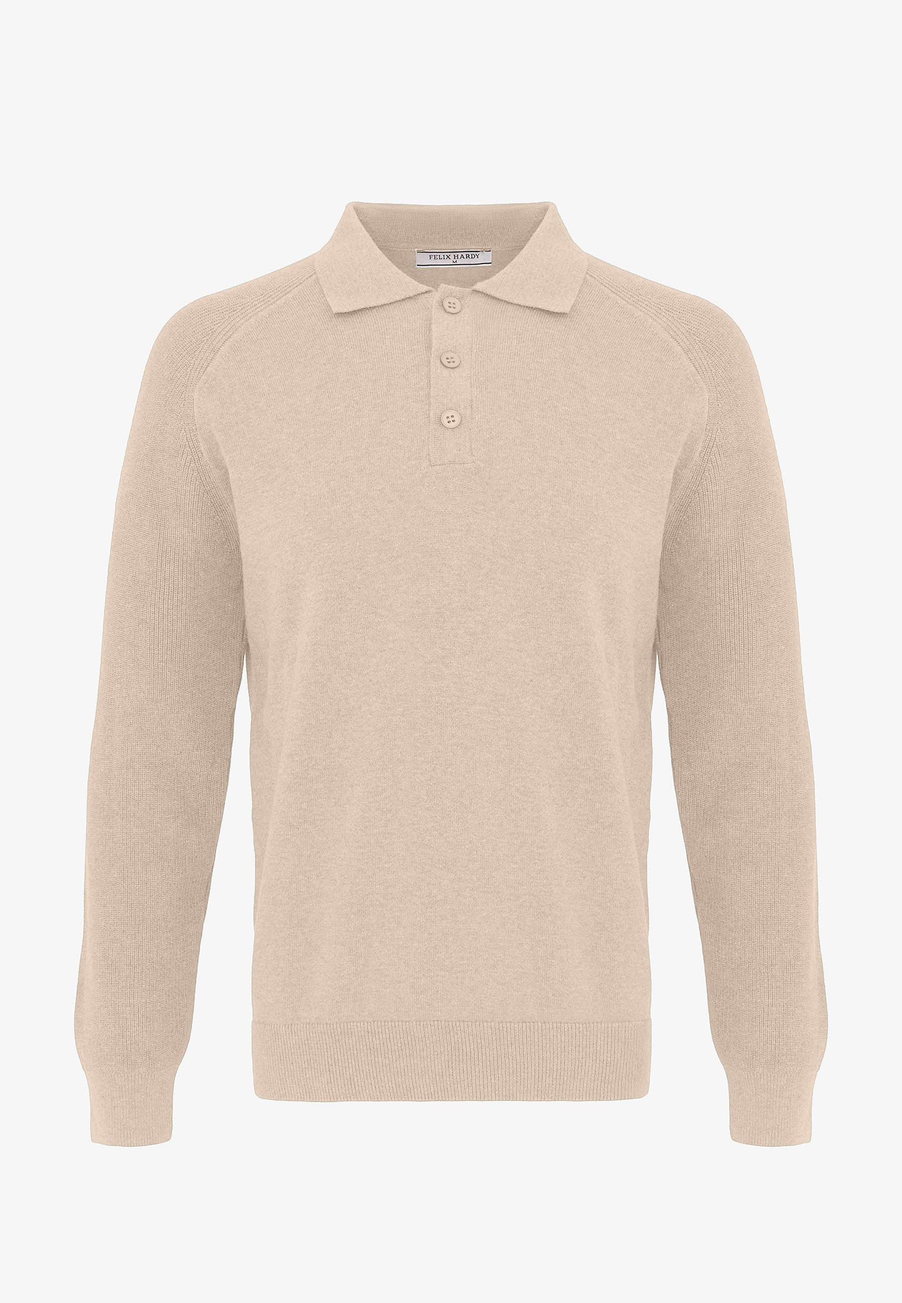 Erkek Düğmeli Polo Yaka  Kazak-BejFelix HardyFHMPLV893-2