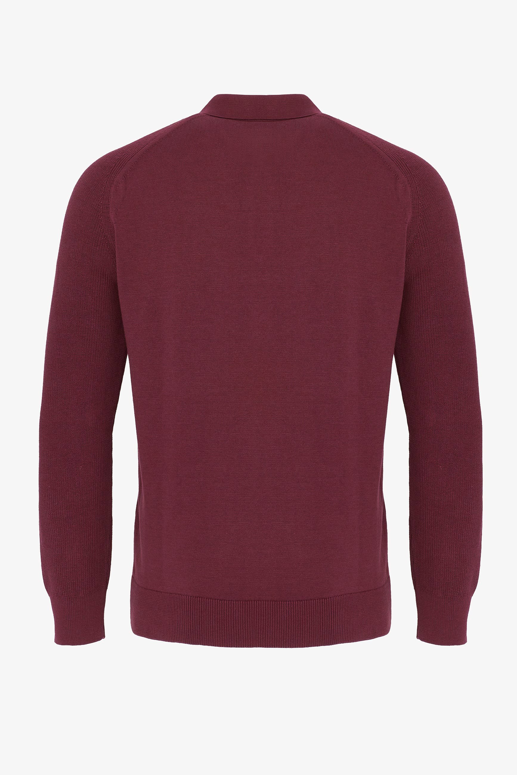 Erkek Düğmeli Polo Yaka  Kazak-BordoFelix HardyFHMPLV893-5