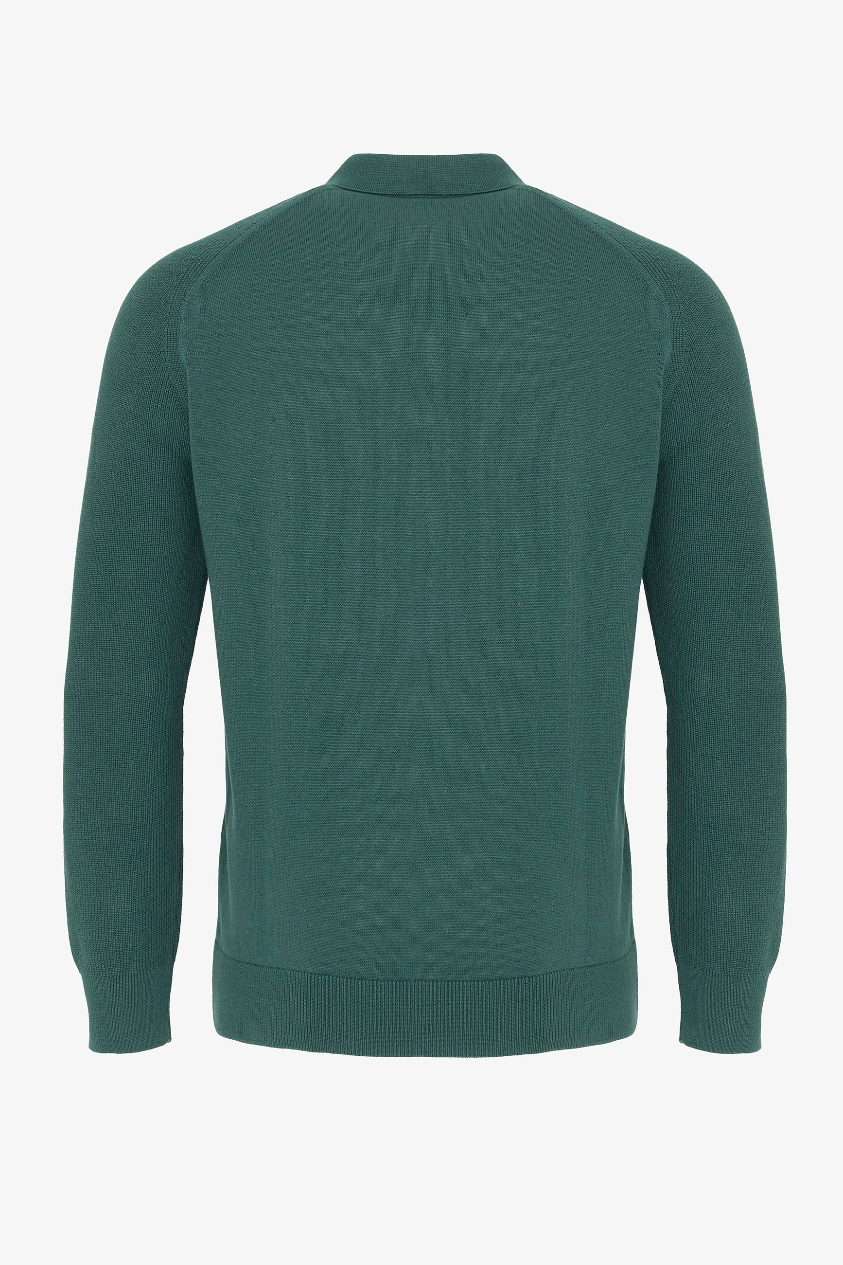 Erkek Düğmeli Polo Yaka  Kazak-Koyu YeşilFelix HardyFHMPLV893-6
