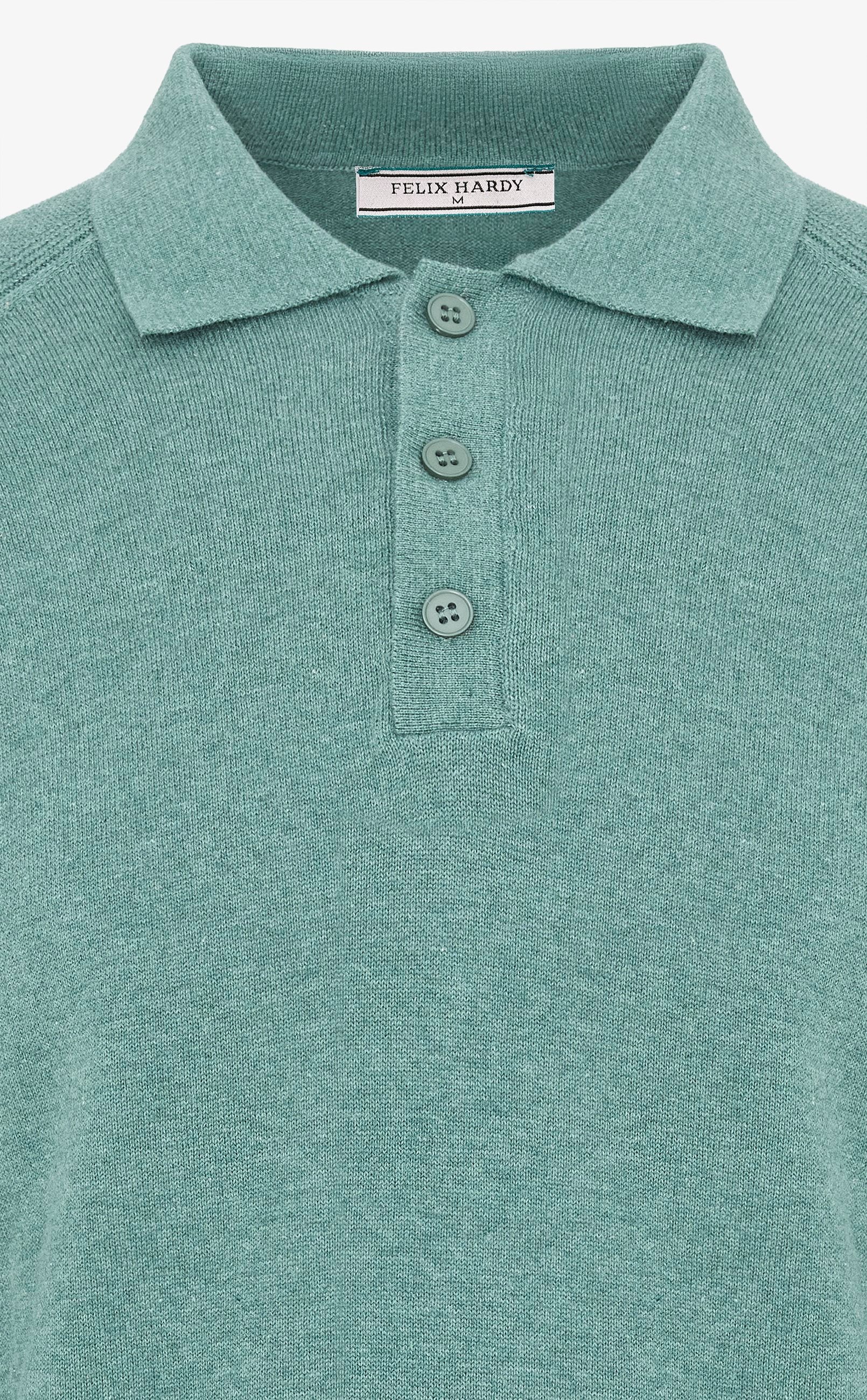 Erkek Düğmeli Polo Yaka  Kazak-YeşilFelix HardyFHMPLV893-1