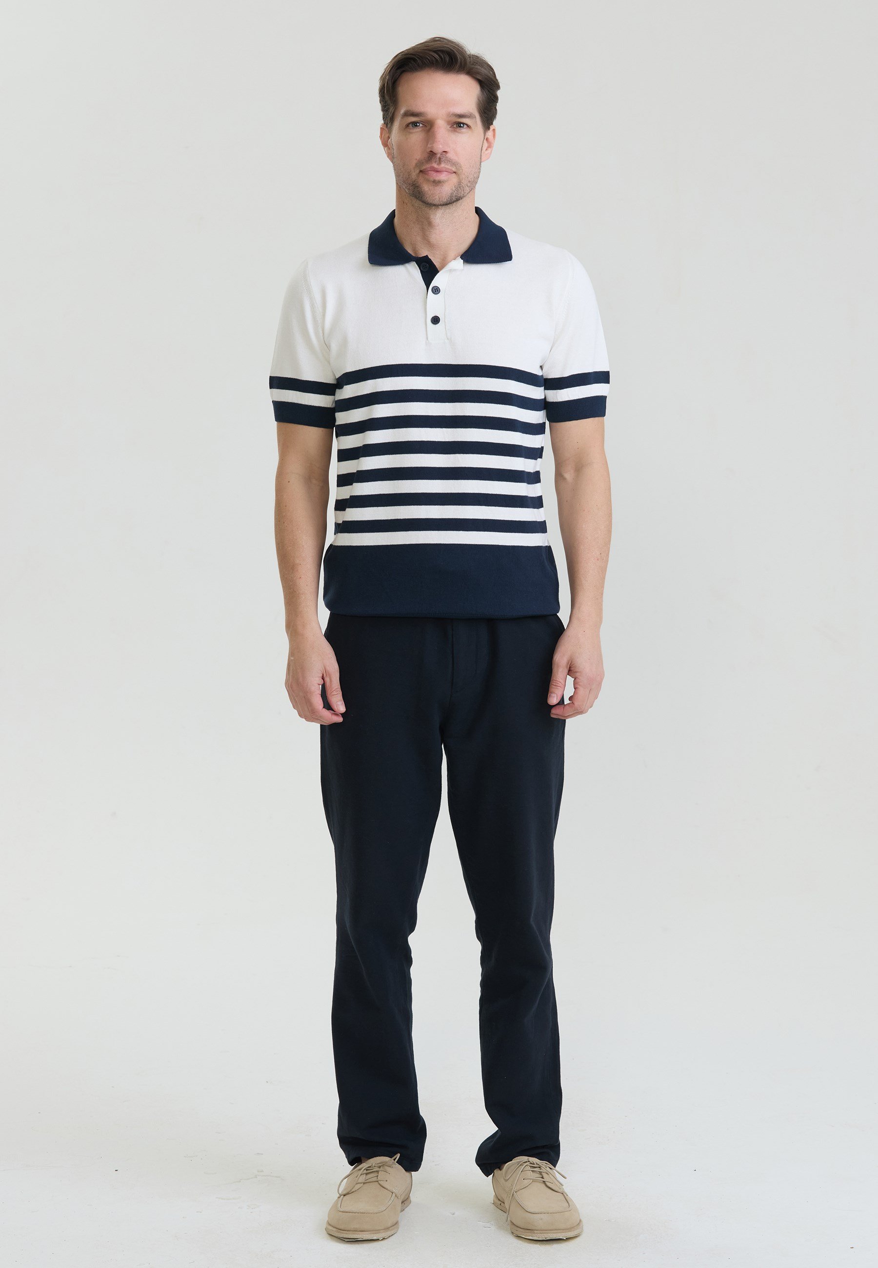 Erkek Yan Çizgili Triko Polo T-ShirtFelix HardyFHMPLO906-1