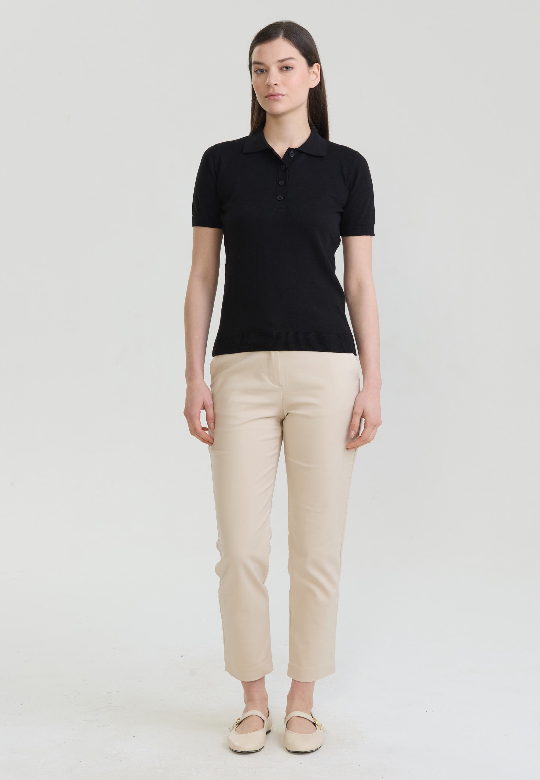 Kadın Basic Düğmeli Triko Polo T-ShirtFelix HardyFHWPLO923-3