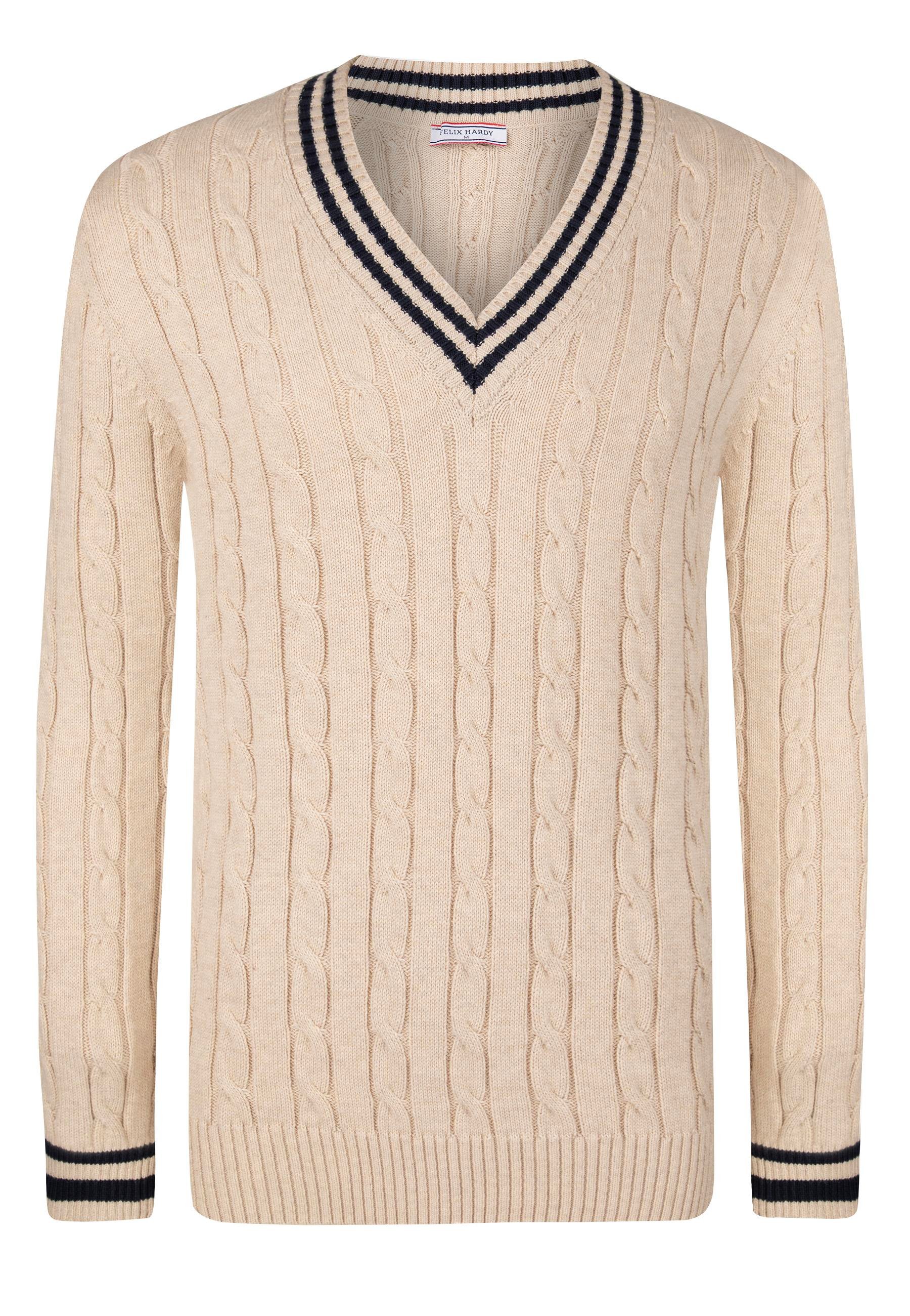 V Yaka Basic Örgü Desenli Kazak - BejFelix HardyFHMPLV857-3
