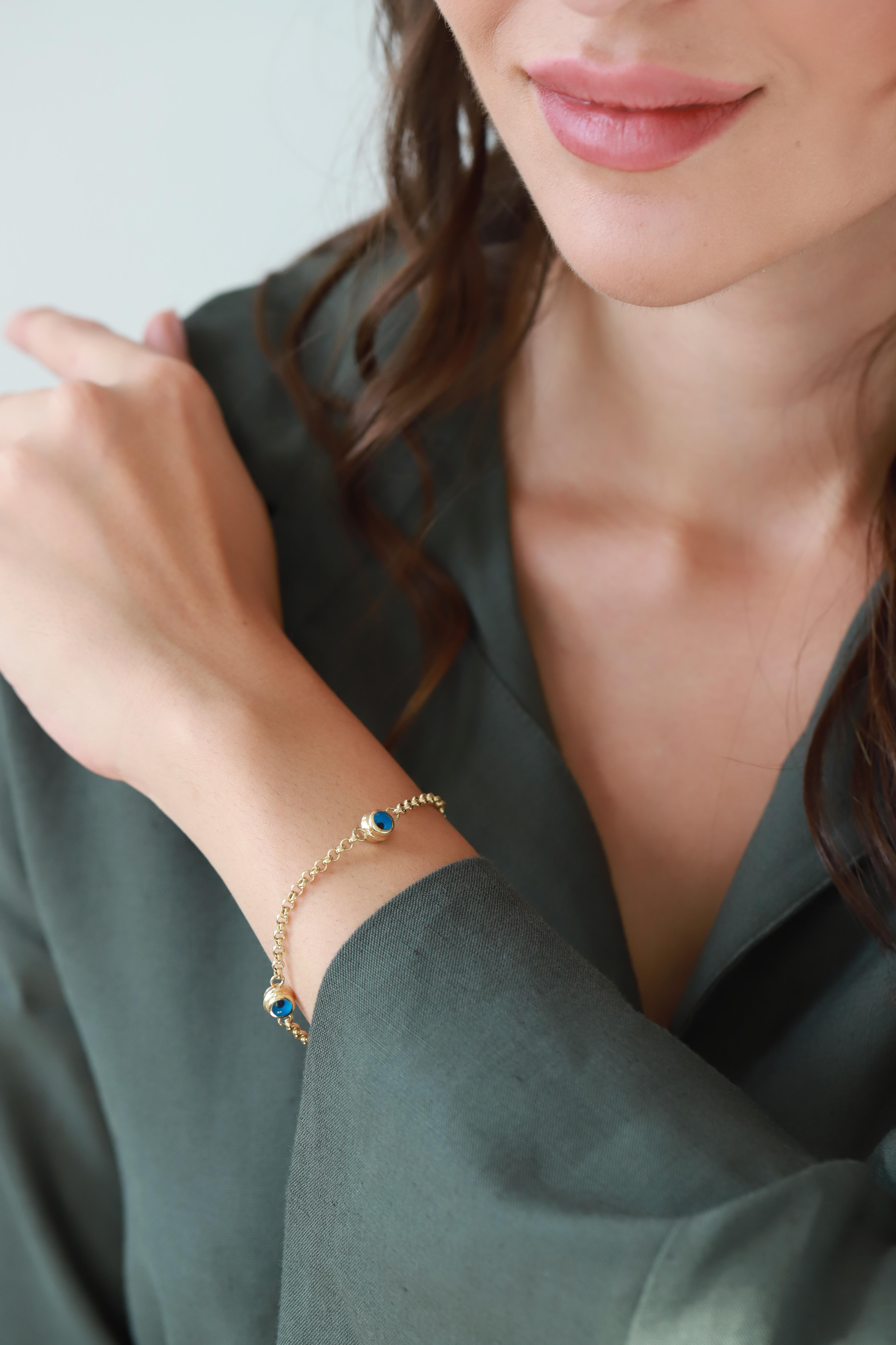 DOC ZİNCİRLİ GÖZ BONCUKLU BİLEKLİK