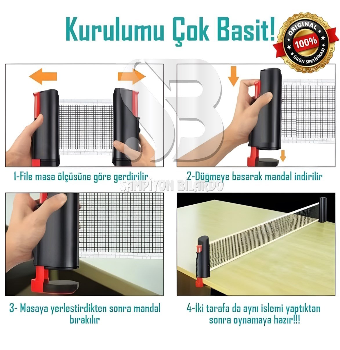 MASA TENİSİ OYUN SETİ (2 RAKET + FİLE + 3TOP)
