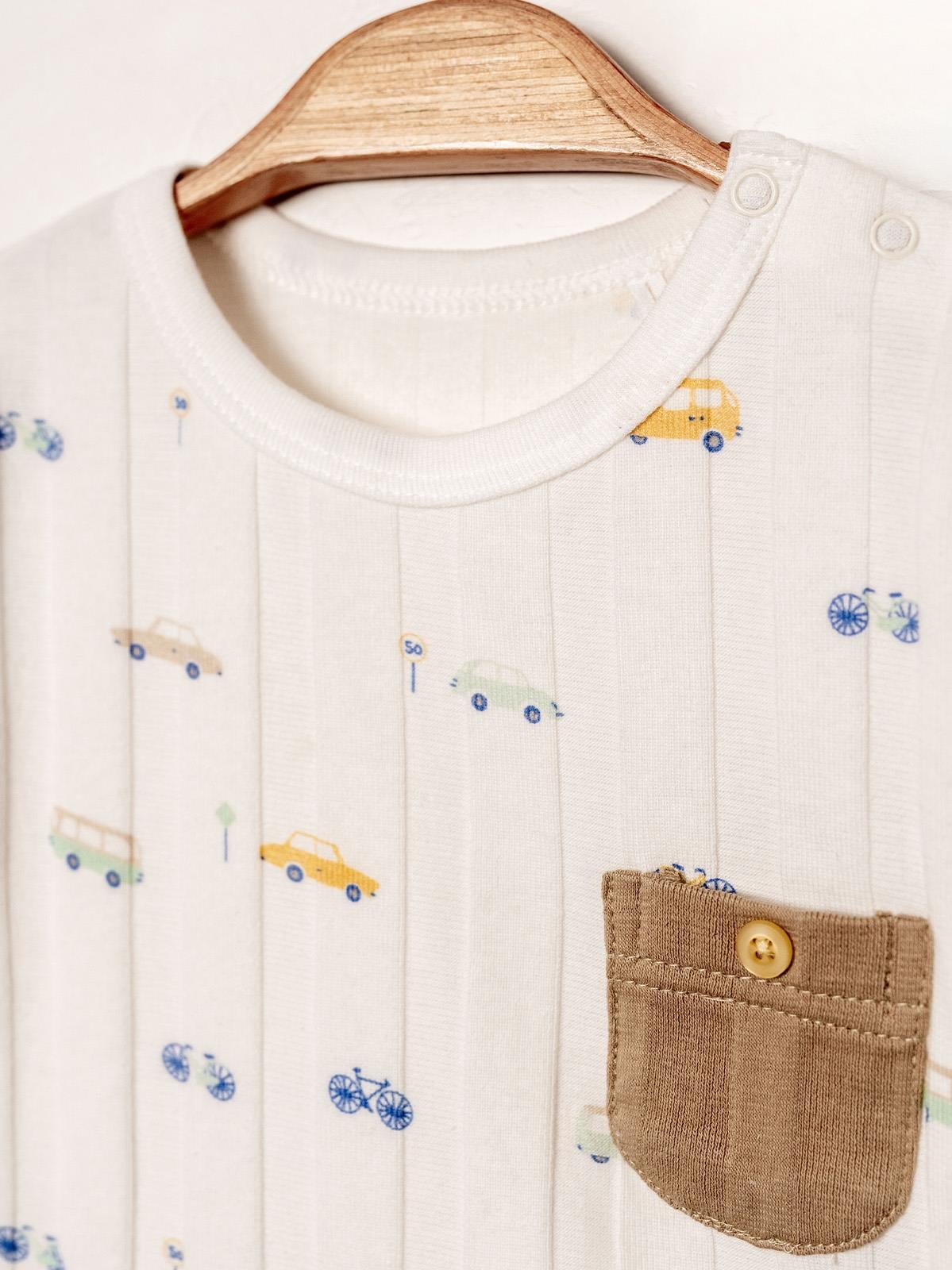 KD53420.JAKARLI ÖRME TİŞÖRT ŞORT TAKIM 3-6/6-9/9-12/18-24AY