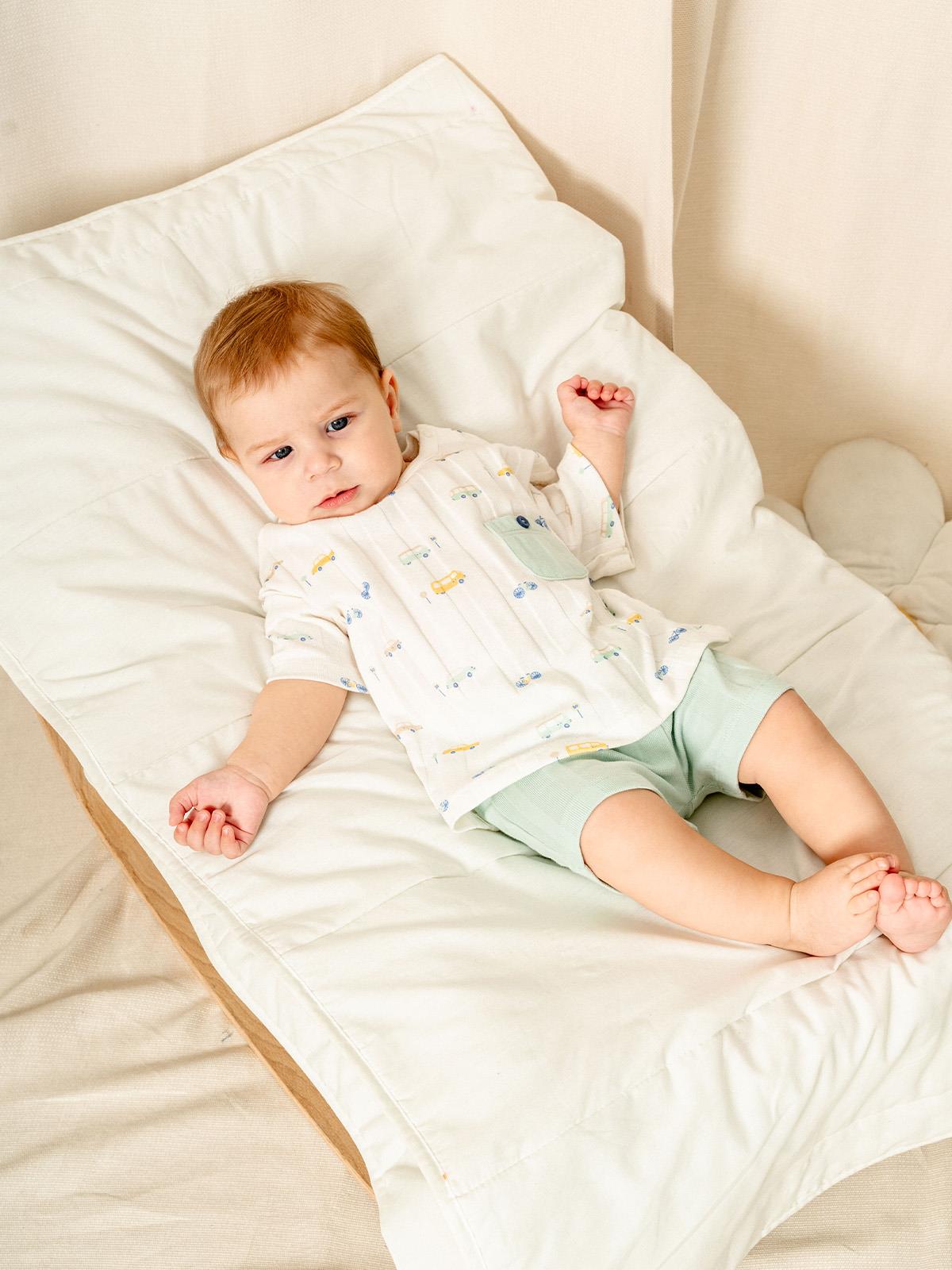 KD53420.JAKARLI ÖRME TİŞÖRT ŞORT TAKIM 3-6/6-9/9-12/18-24AY