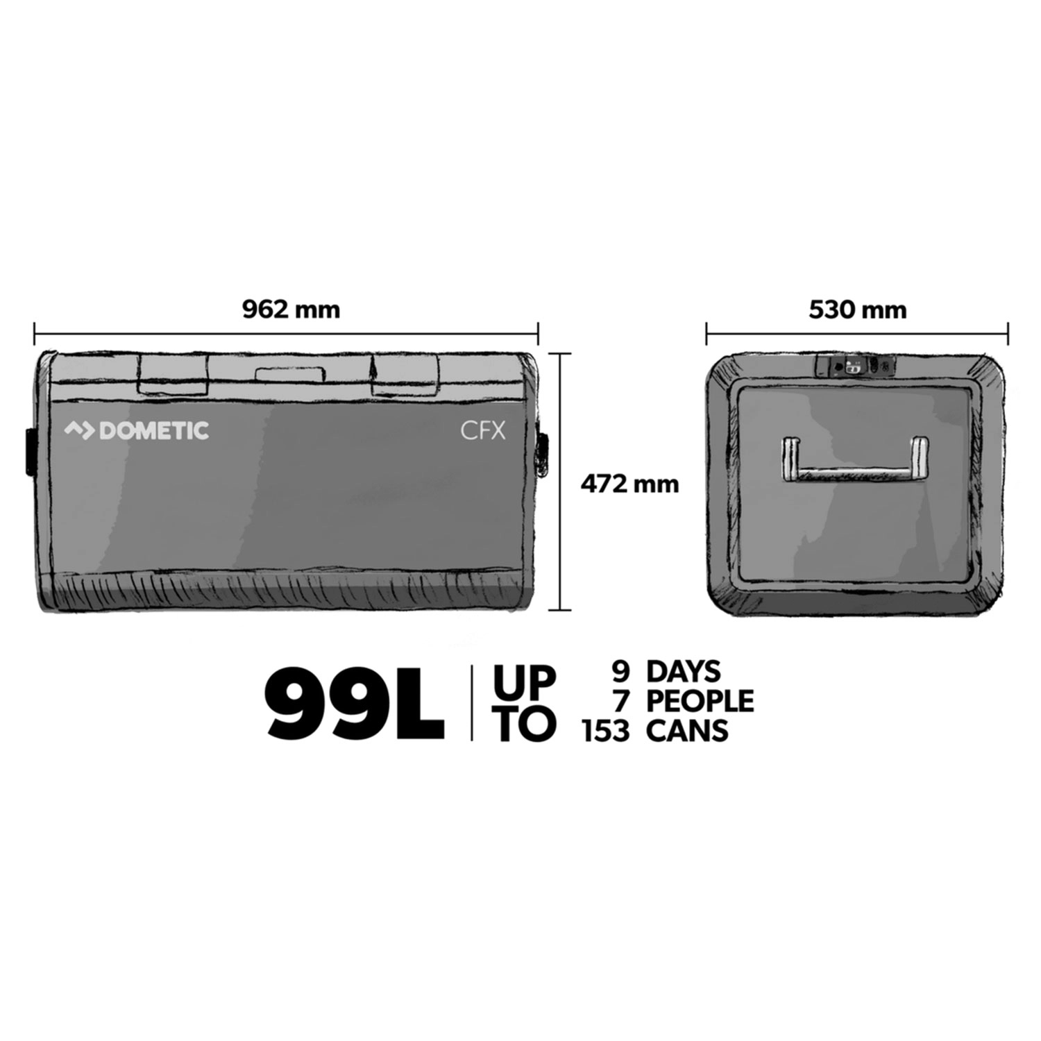 Dometic CFX3 100 - 99L 12v,24v,220v Kompresörlü Taşınabilir Karavan Buzdolabı