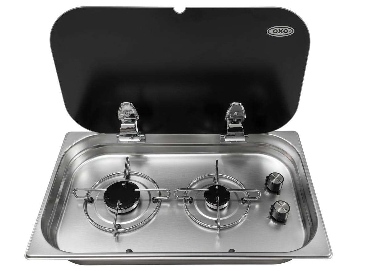 OXO Cam Kapaklı Çiftli Gömme Ocak
