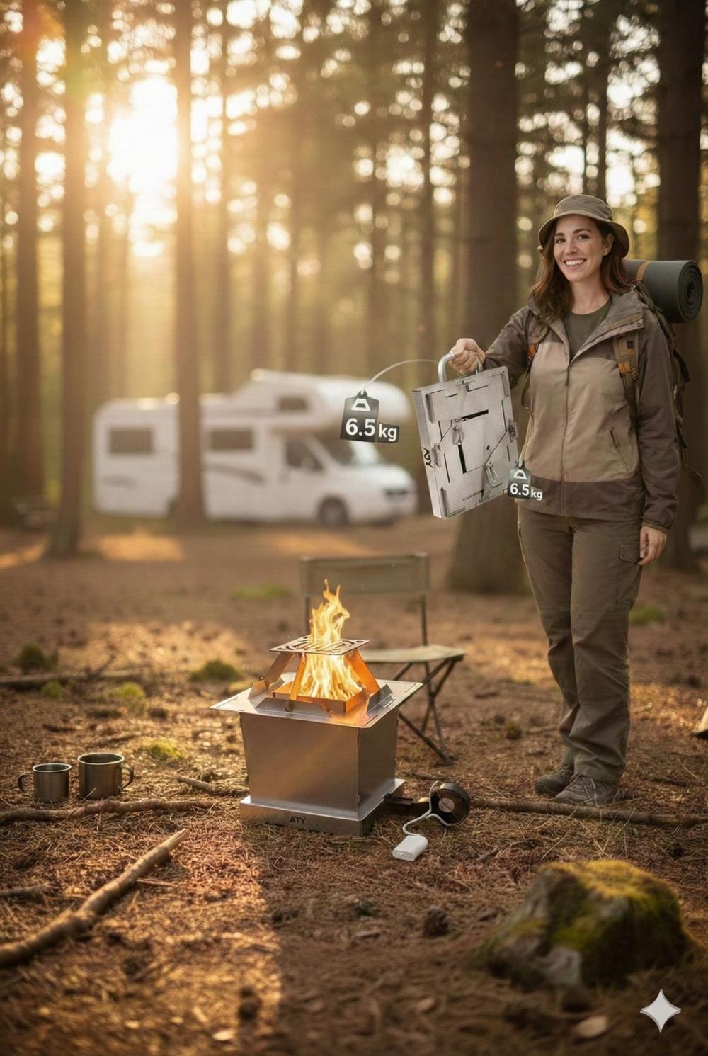 TURBEX Dumansız Katlanır Kamp Sobası | Fanlı Turbo Sistem