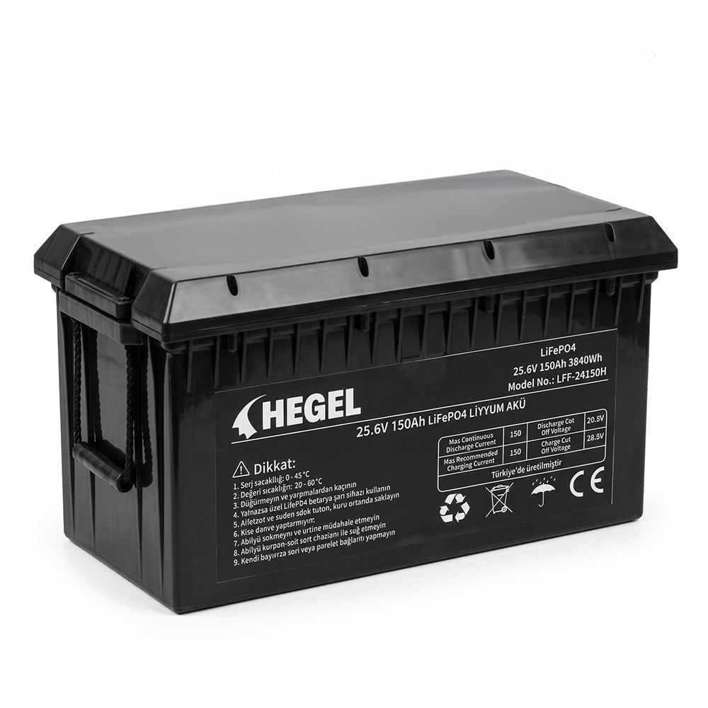 HEGEL LİFEPO4 LİTYUM AKÜ 25.6V 150AH 3840Wh BLUETOOTH'LU