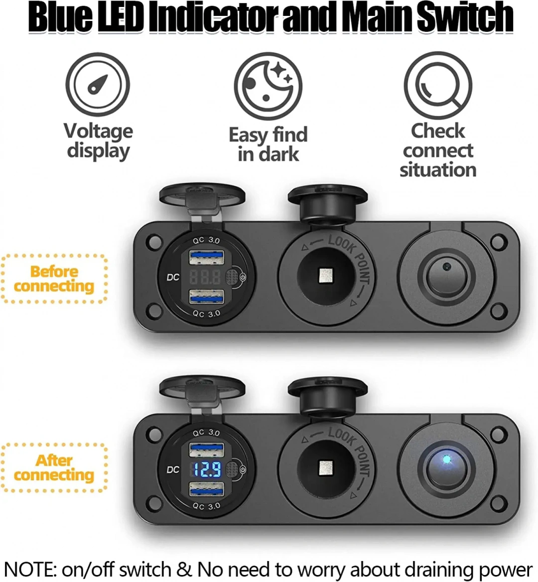 MELLİFERA 12 V Tekne Su Geçirmez Şarj Soketi