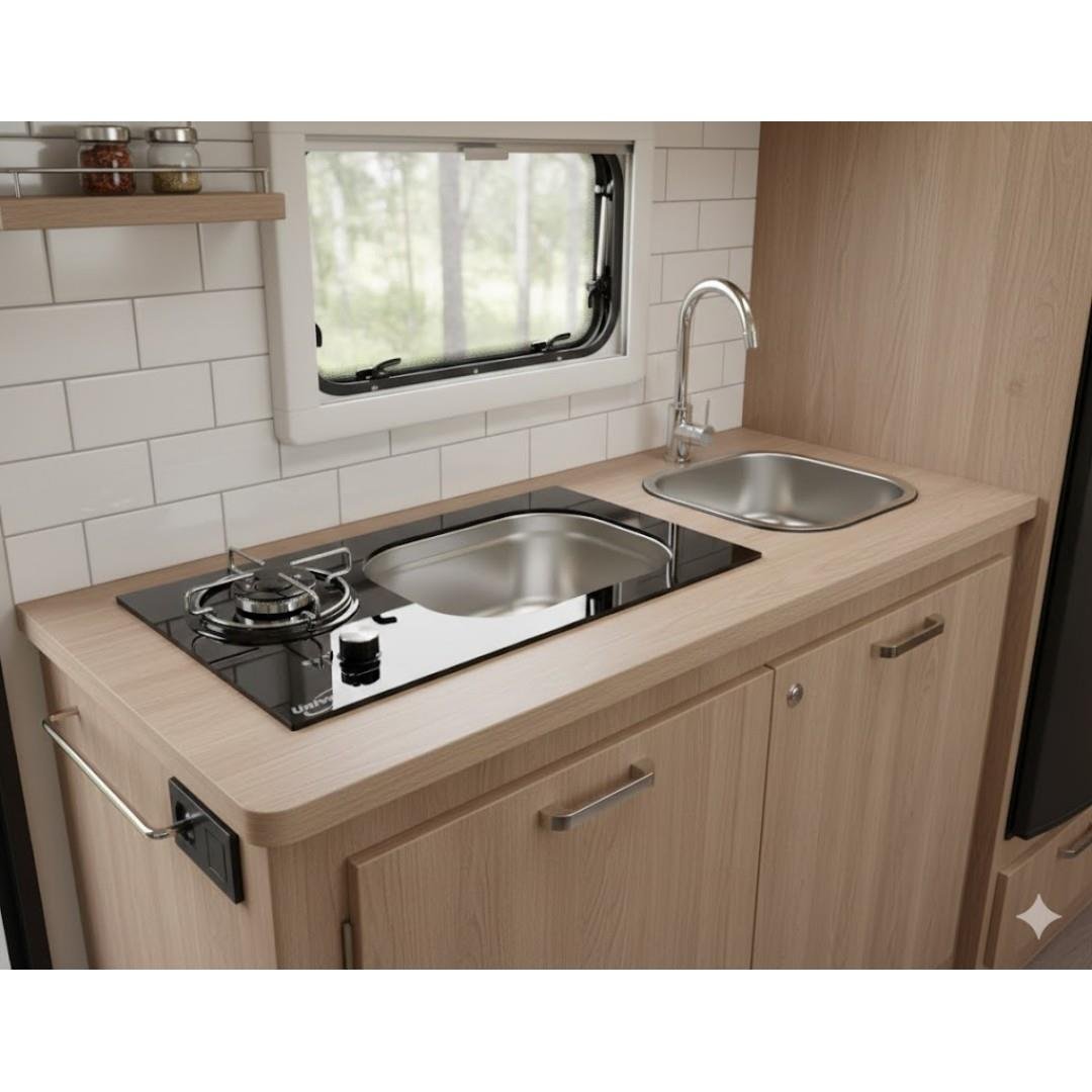 B3355-SF-S SİYAH İKİLİ OCAKLI EVYELİ 