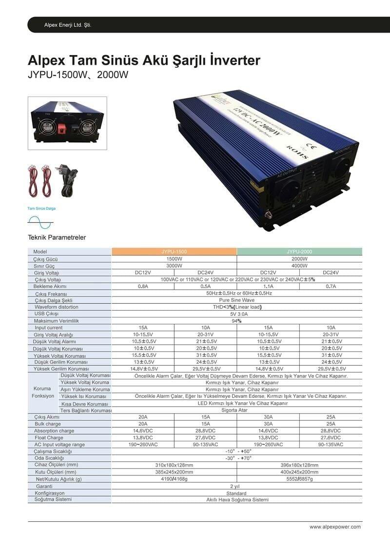 ALPEX 2000W TAM SİNÜS UPS 25A ŞARJLI 12/24V