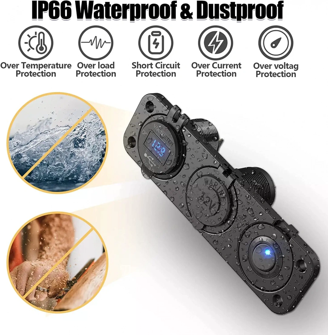 MELLİFERA 12 V Tekne Su Geçirmez Şarj Soketi