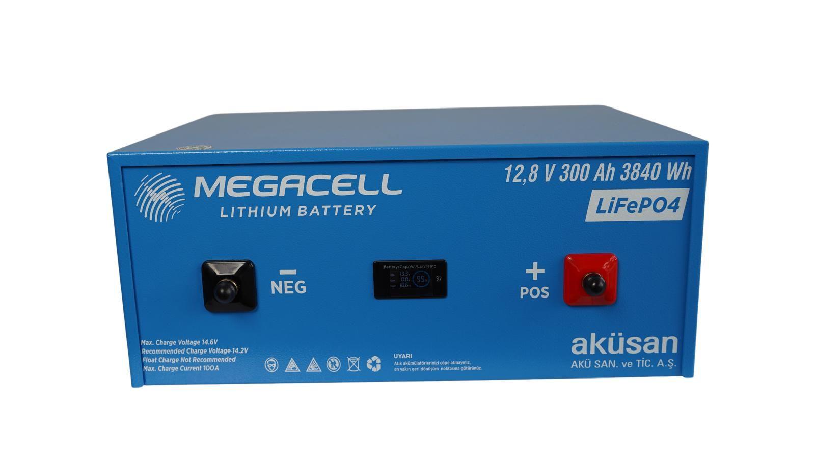 Megacell 12.8V 300Ah LiFePO4 Lityum Demir Fosfat Akü (Bluetoothlu)