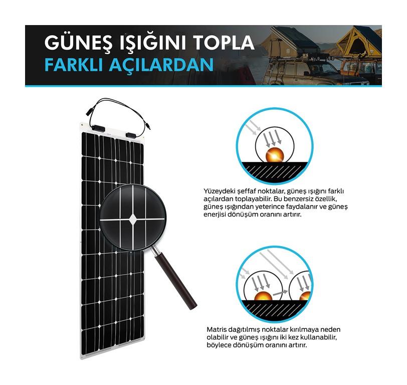 Esnek Güneş Paneli 100 Watt 12V (Monokristal)