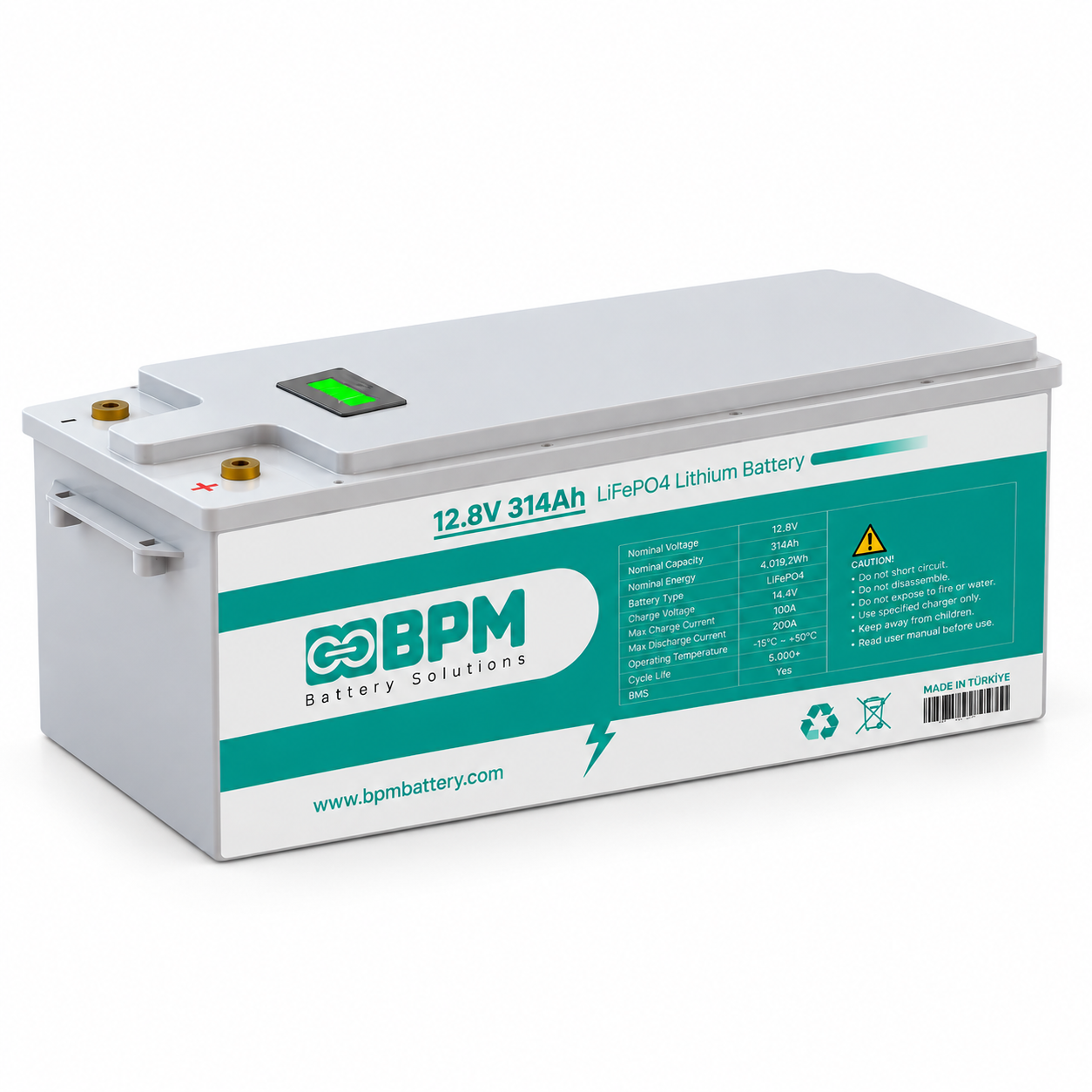 BPM 12.8V 314Ah LiFePO4 Lityum Akü – Ekranlı, Bluetoothsuz