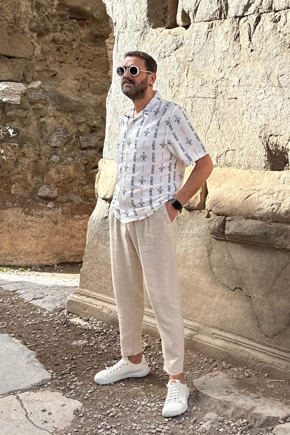 Beli Lastikli Yandan Cepli Pantolon Bej