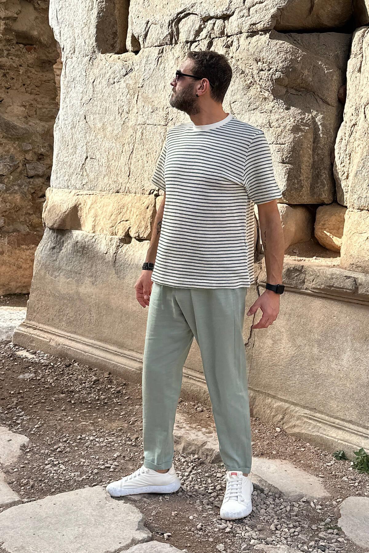 T-Shirt Yeşil Çizgili