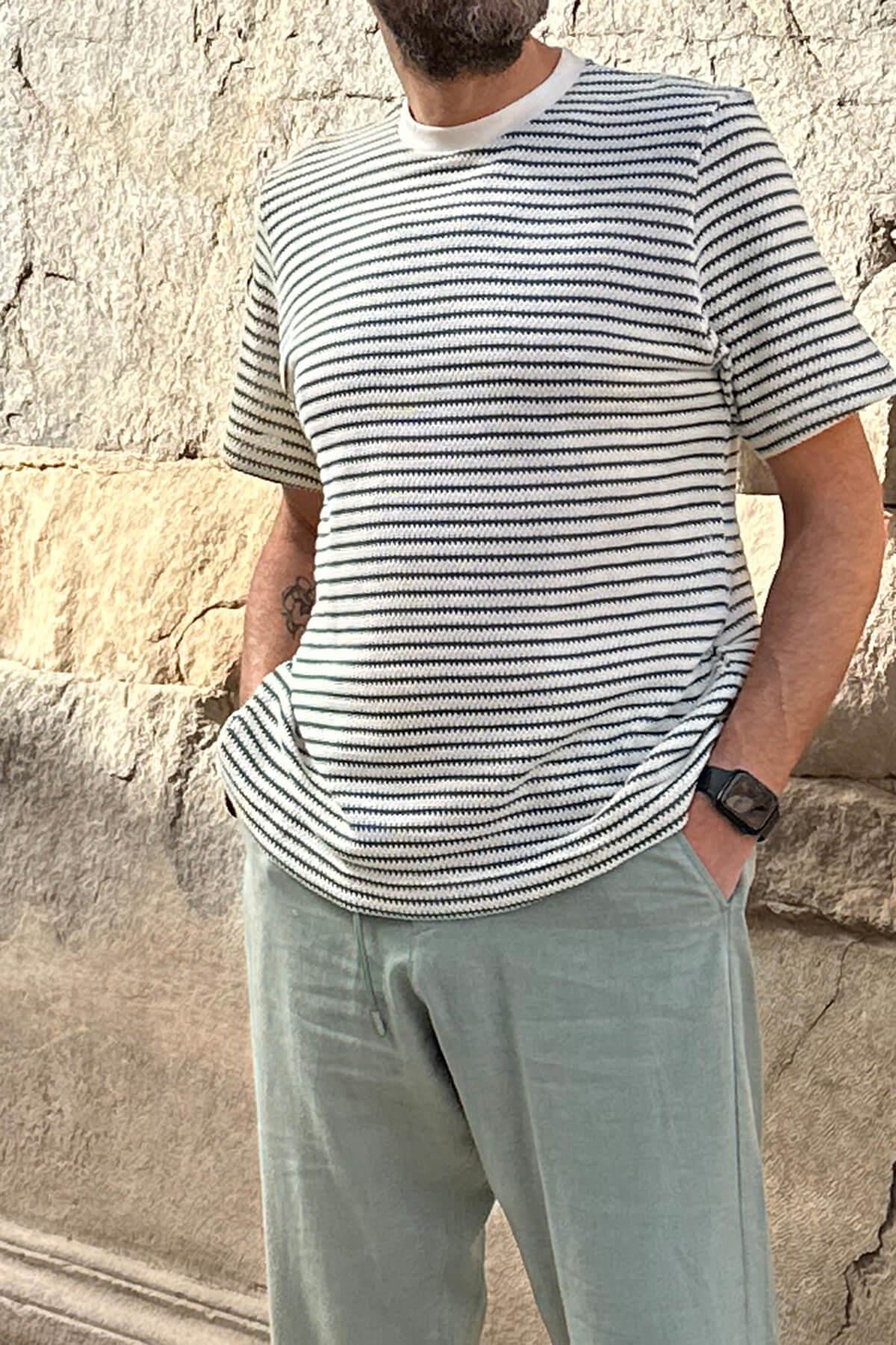 T-Shirt Yeşil Çizgili