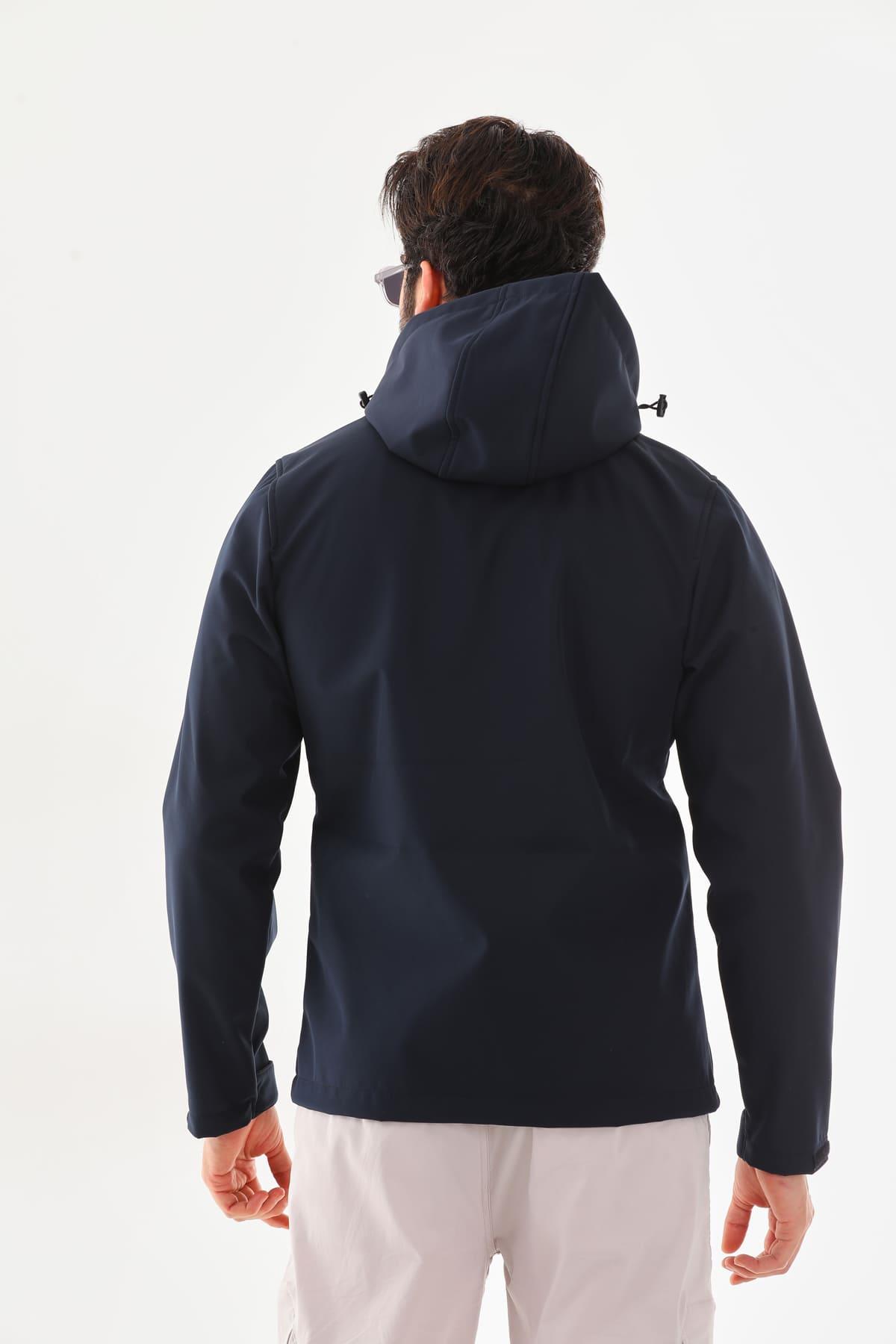 Su Geçirmez Garnili Kapşonlu Softshell Mont