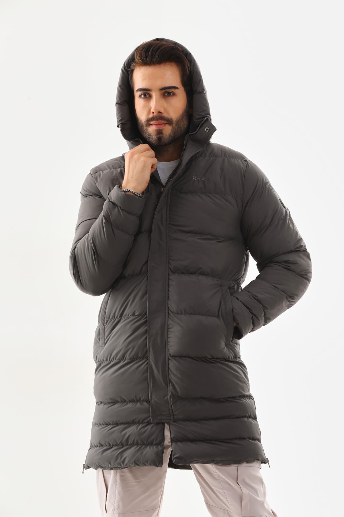 Unisex Şişme Uzun Kapşonlu Mont