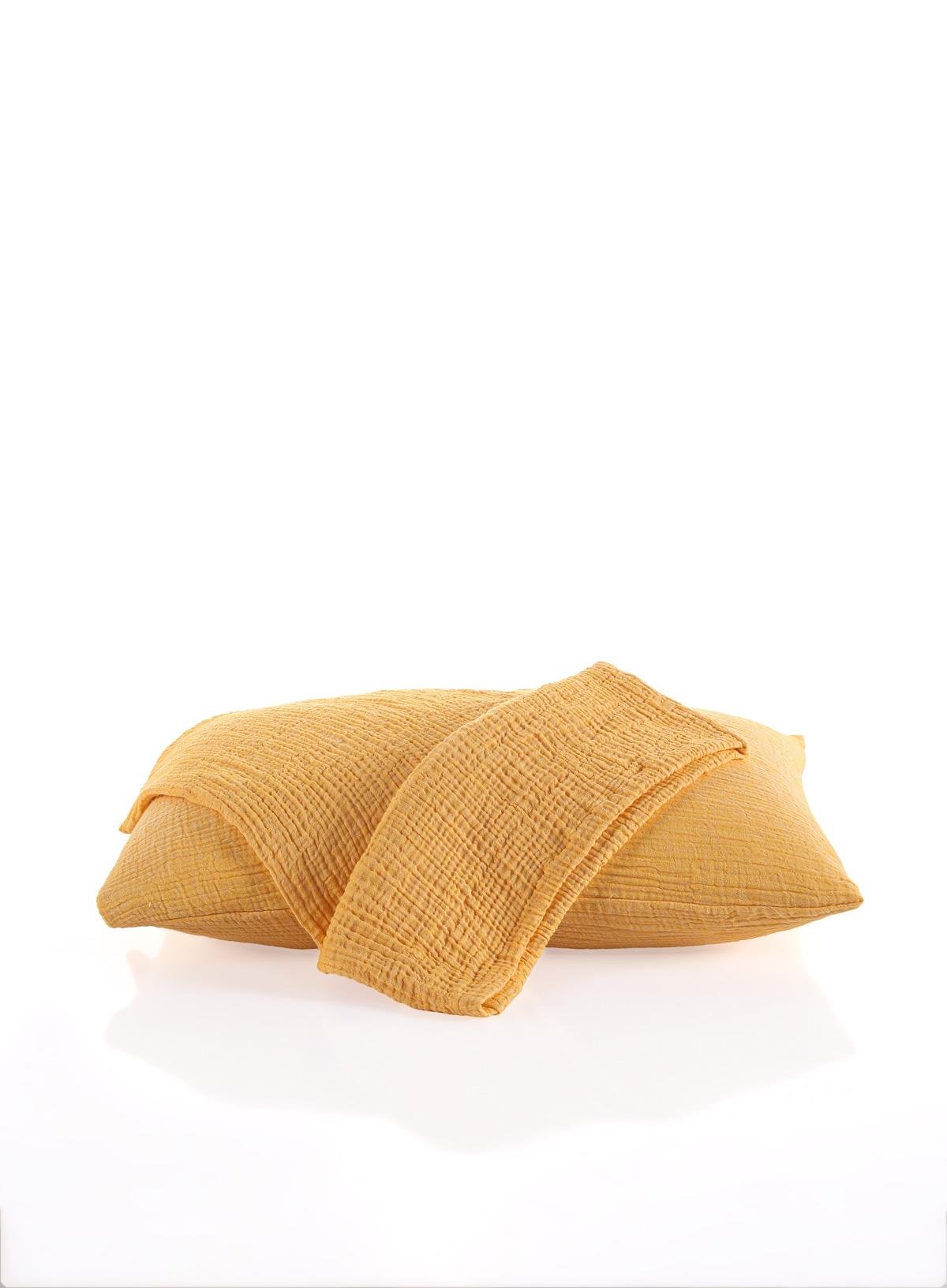 MylasaHome %100 Pamuk 2'li 4 Katlı Müslin Yastık Kılıfı 50x70 Sarı
