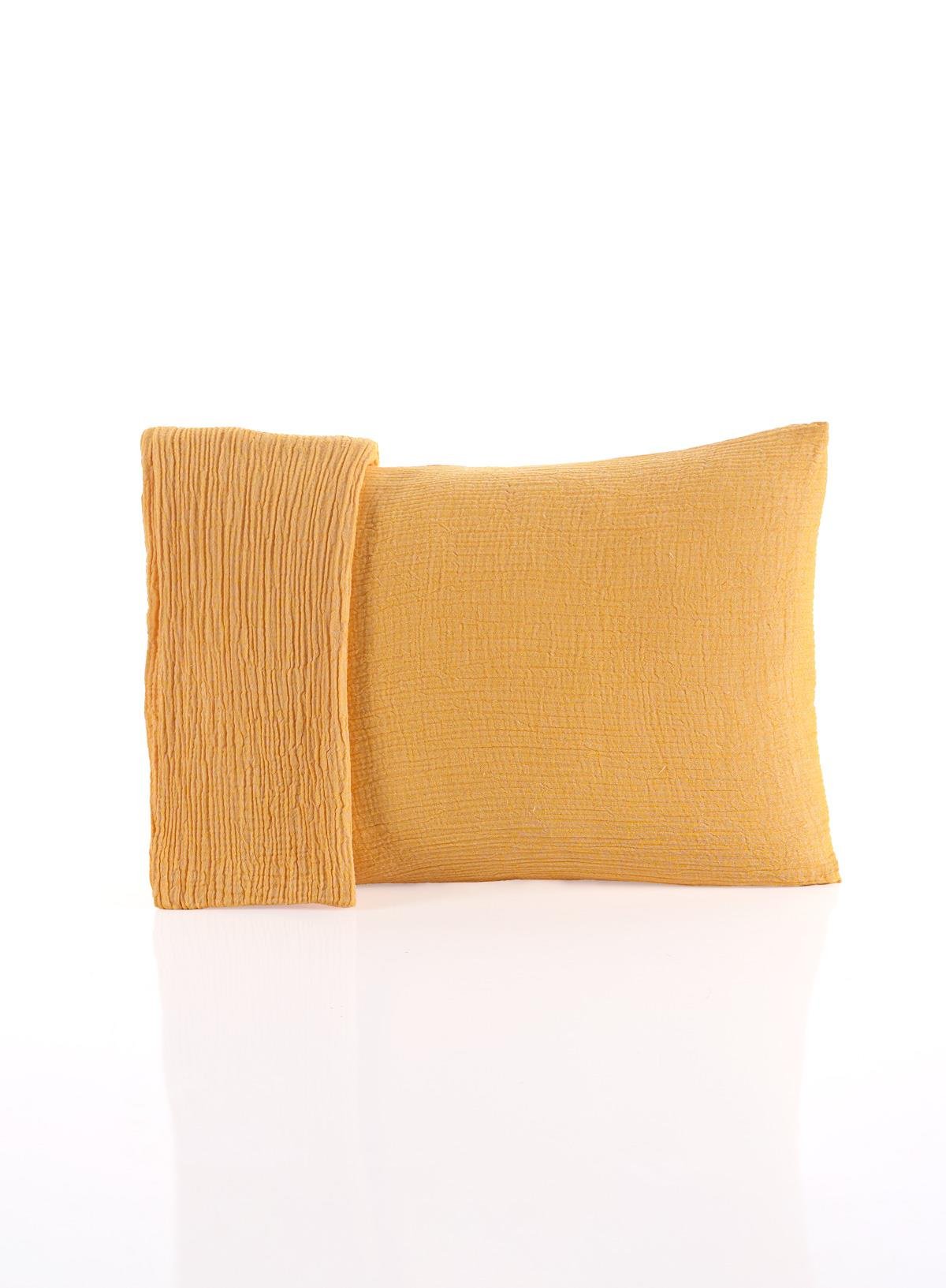 MylasaHome %100 Pamuk 2'li 4 Katlı Müslin Yastık Kılıfı 50x70 Sarı