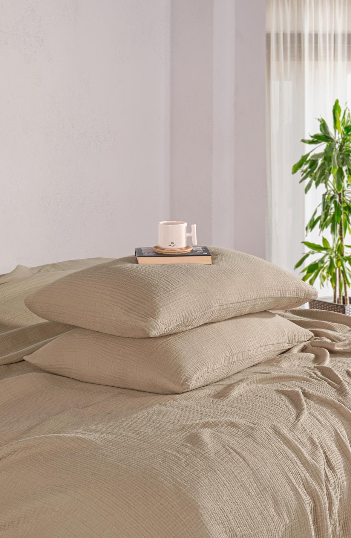 MylasaHome Definite Bej Çift Kişilik Yatak Örtüsü Seti 230x250cm