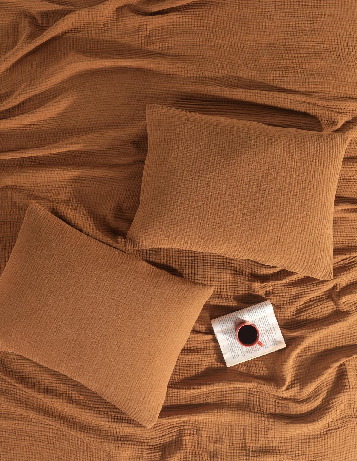 MylasaHome Definite Camel Çift Kişilik Yatak Örtüsü Seti 230x250cm