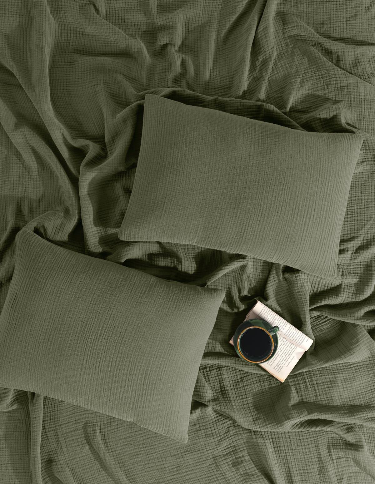 MylasaHome Definite Haki Çift Kişilik Yatak Örtüsü Seti 230x250cm