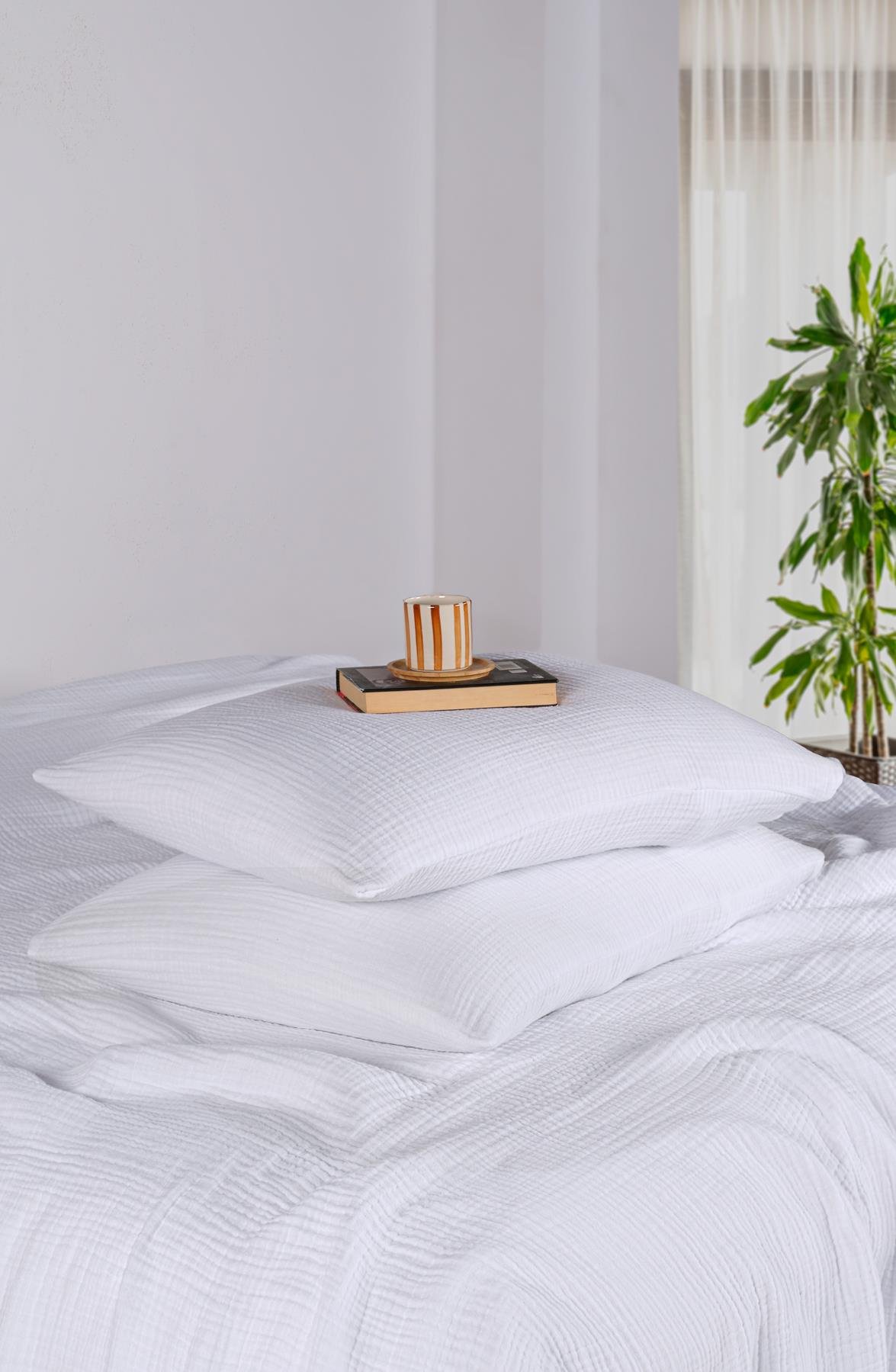 MylasaHome Definite Tek Kişilik Beyaz Yatak Örtüsü Seti 180X230cm