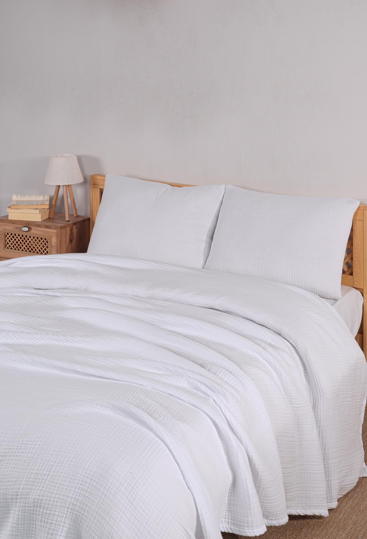 MylasaHome Definite Tek Kişilik Beyaz Yatak Örtüsü Seti 180X230cm