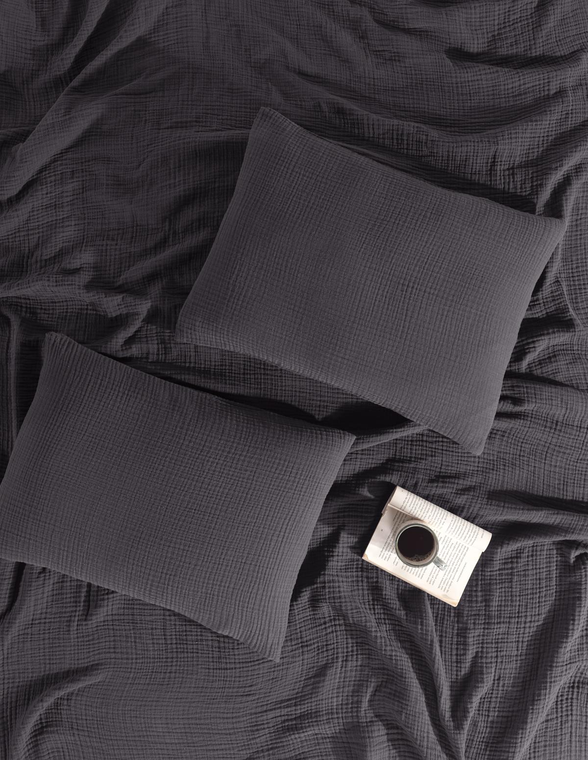MylasaHome Definite Tek Kişilik Siyah Yatak Örtüsü Seti 180X230cm
