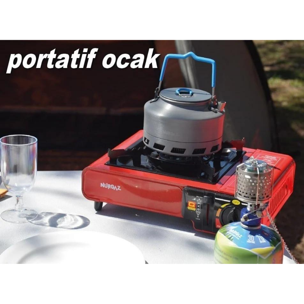 Çantalı Portatif Kamp Ocağı 3 Adet 220 gr Kartuş Izgara Maşa Seti