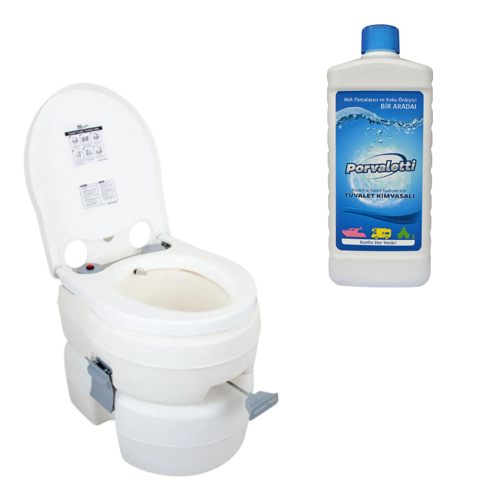 Taharet Musluklu Portatif Karavan Tuvaleti ve Porvaletti Tuvalet Kimyasalı Seti 