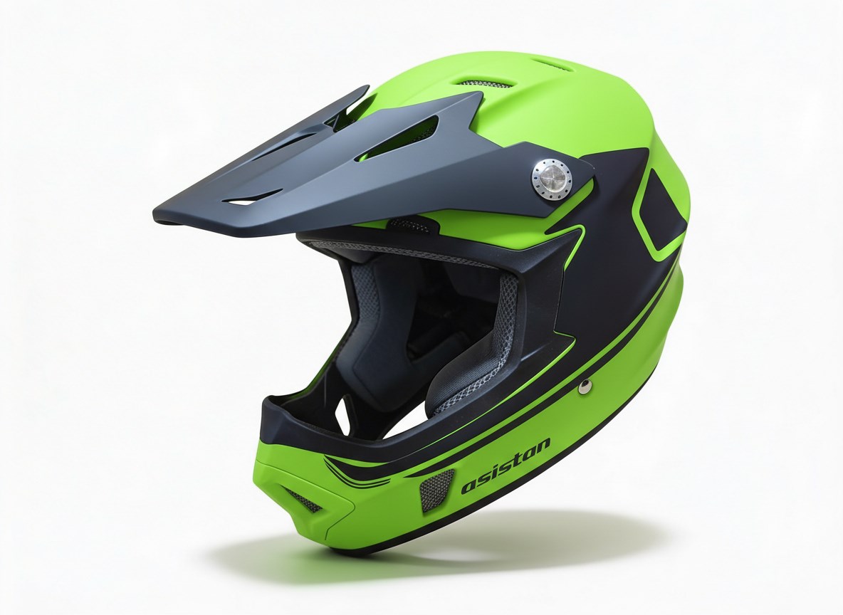 Asistan KS-05 Full Face Bisiklet Kaskı Kırmızı Yeşil Turuncu | Downhill & MTB Kask