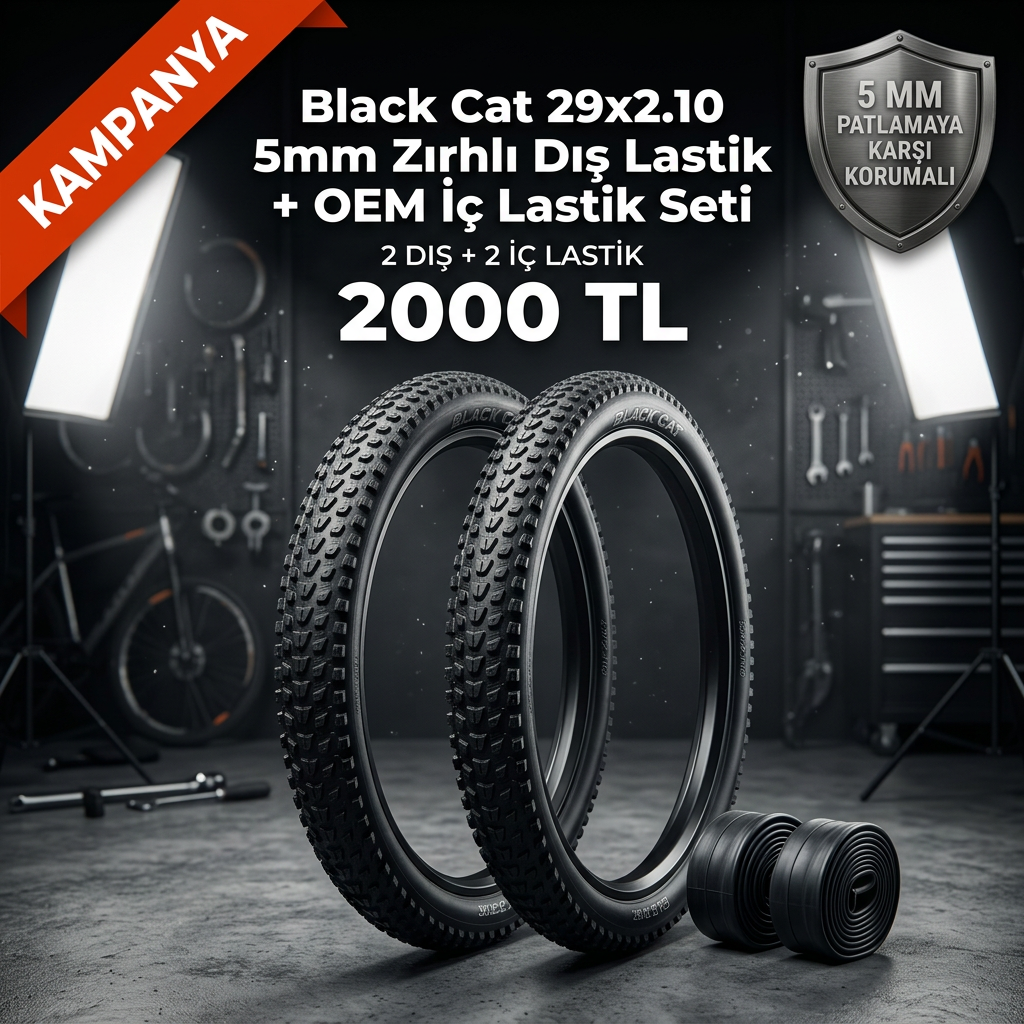 Black Cat 29x2.10 5mm Zırhlı Dış Lastik + OEM İç Lastik Seti (2+2) – 2000 TL | 29 Jant MTB Lastik Kampanya