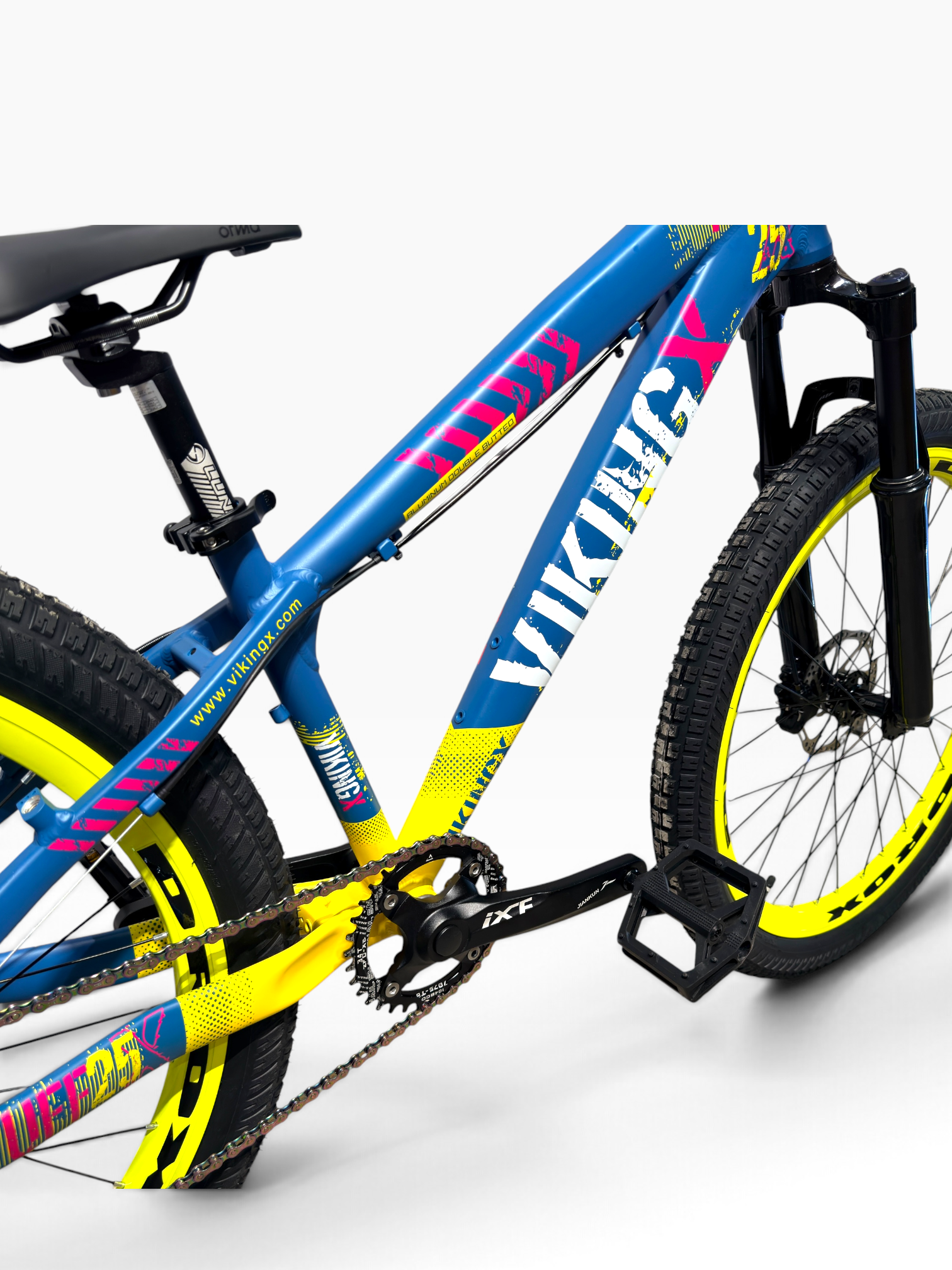 VikingX Turkuaz Sarı Özel Konfigüre Dirt Jump Bisiklet 26 Jant 8 Vites