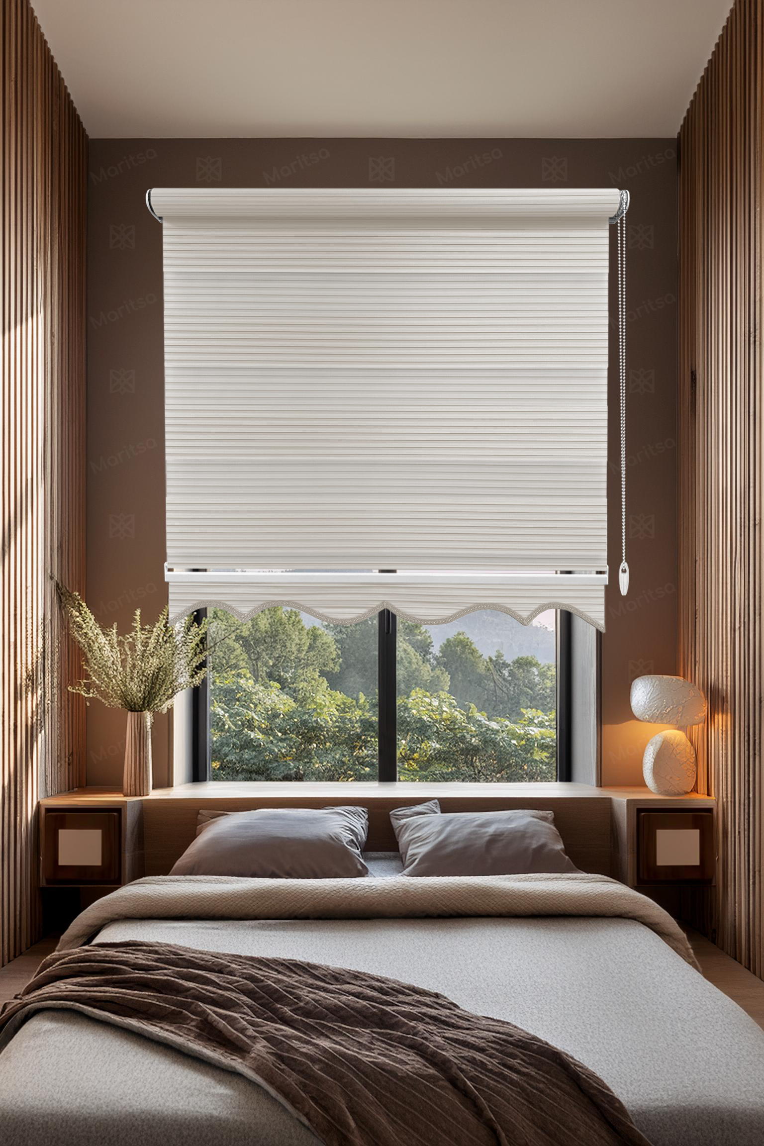 Geniş Plise Krem Zebra Stor Perde