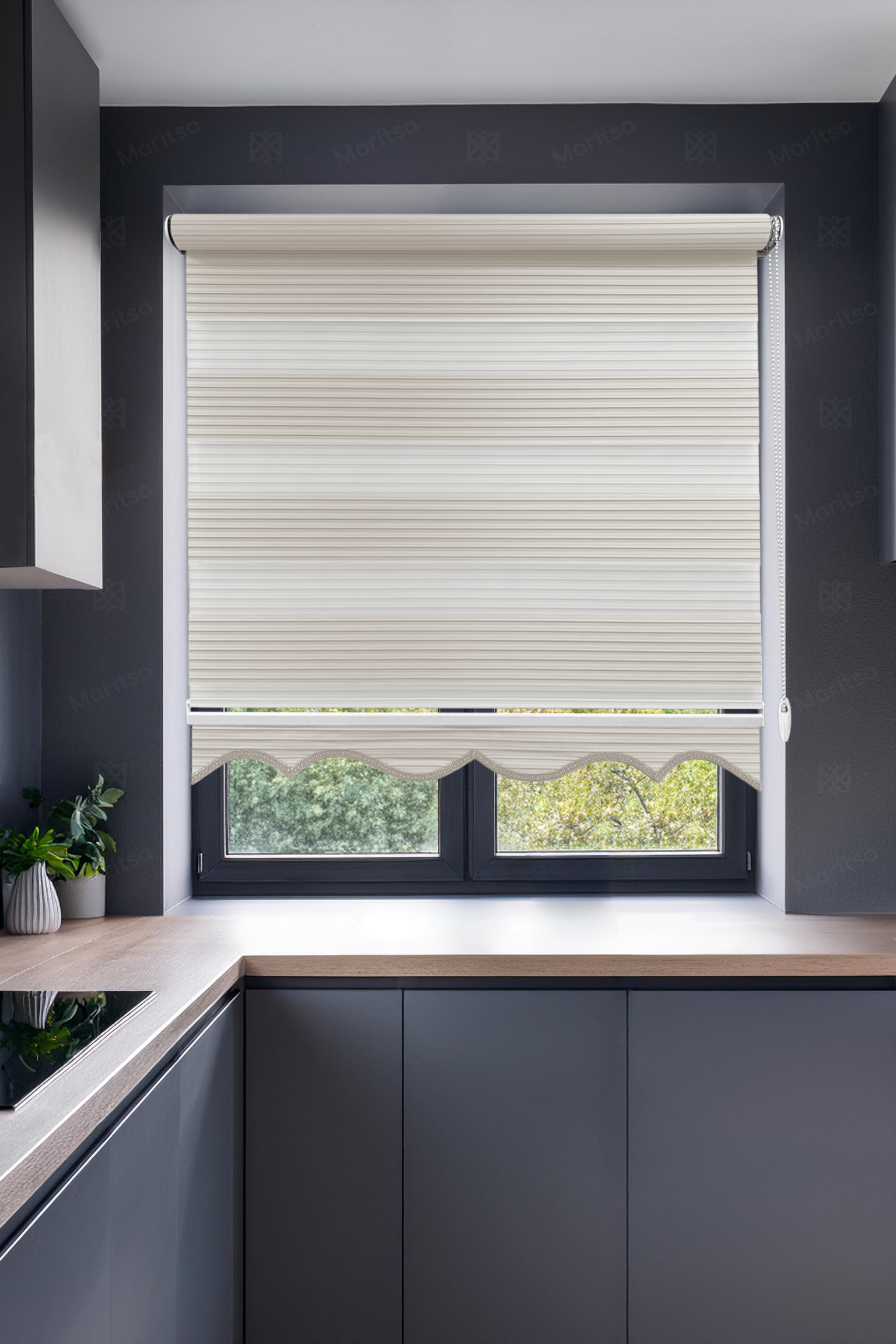 Geniş Plise Krem Zebra Stor Perde