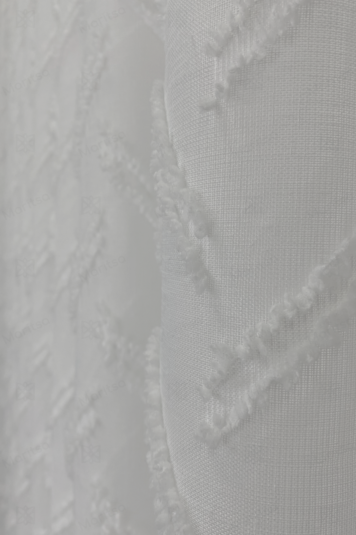 İskandinav Serisi Bohem Bella Desen Keten Ekru Tül Perde