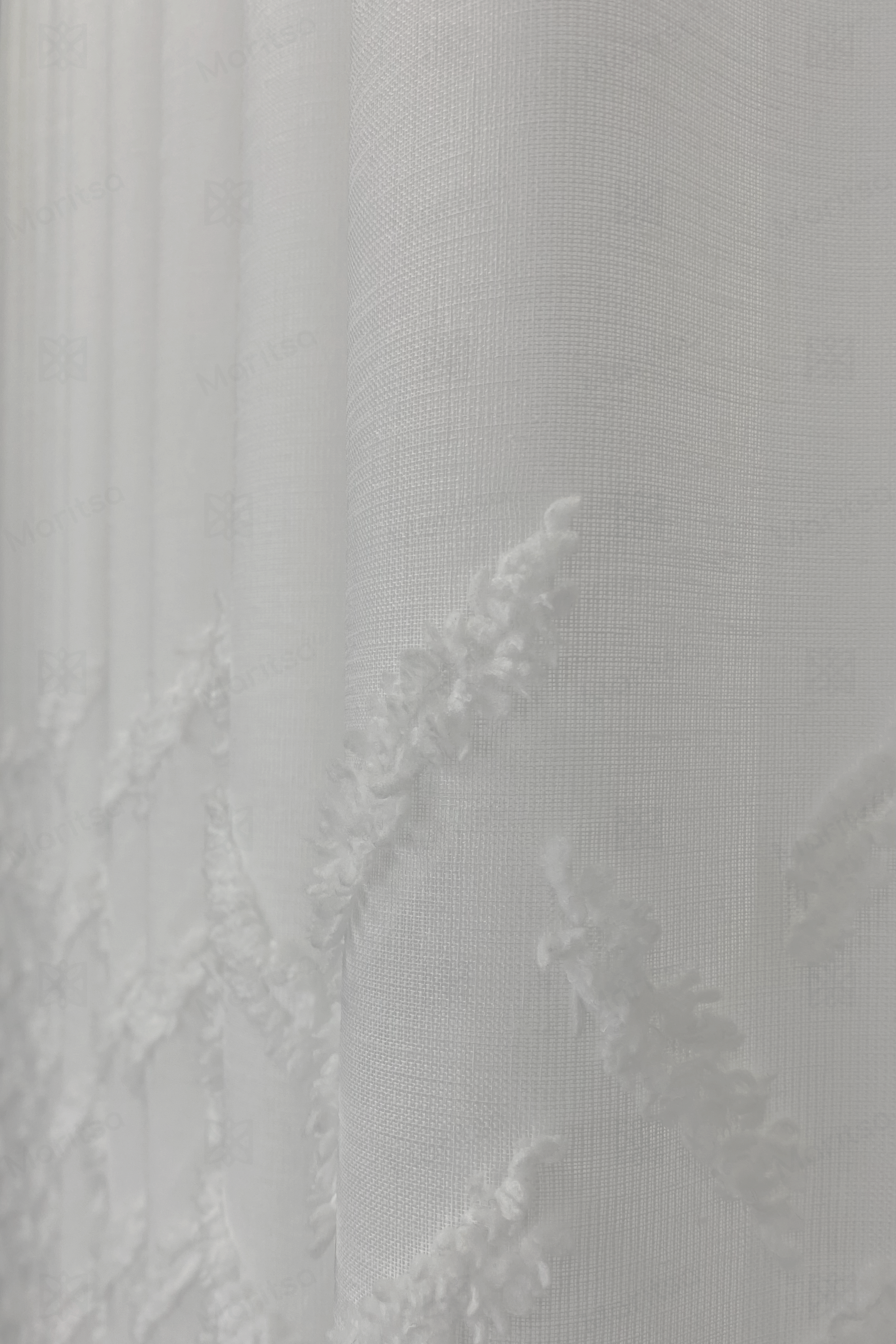 İskandinav Serisi Bohem Bera Desen Keten Ekru Tül Perde