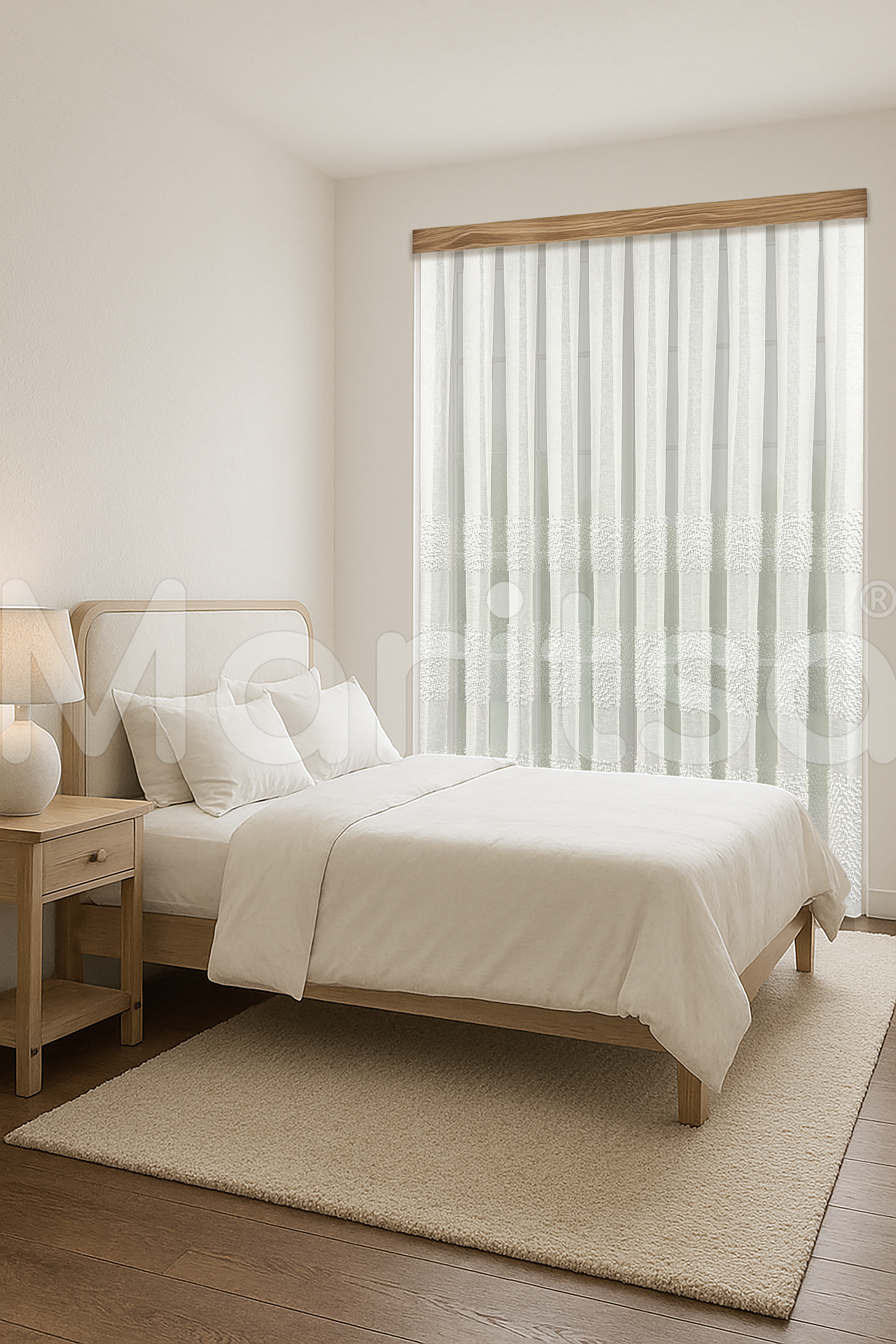 İskandinav Serisi Bohem Klara Desen Keten Ekru Tül Perde