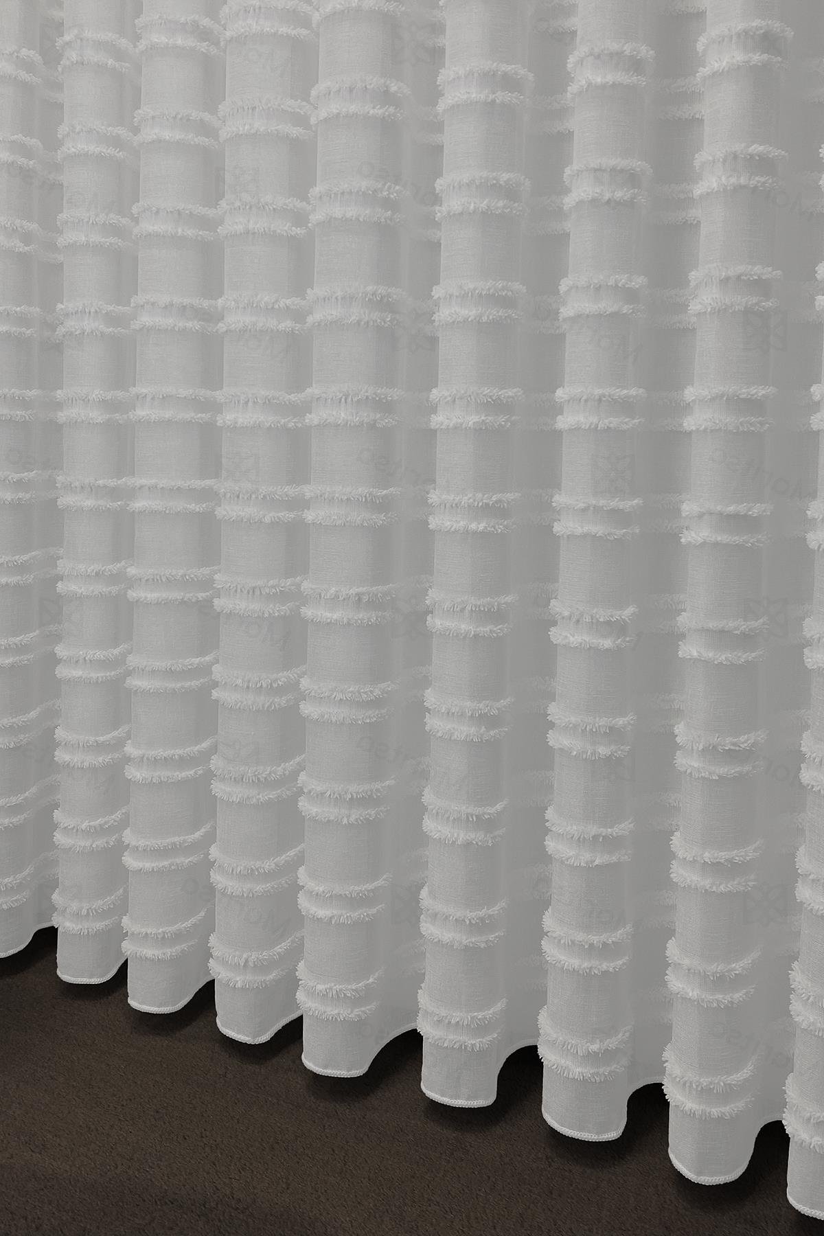 İskandinav Serisi Bohem Lydia Desen Keten Ekru Tül Perde