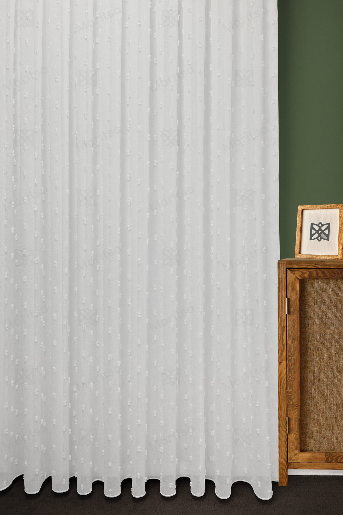 İskandinav Serisi Bohem Ponpon Desen Keten Ekru Tül Perde